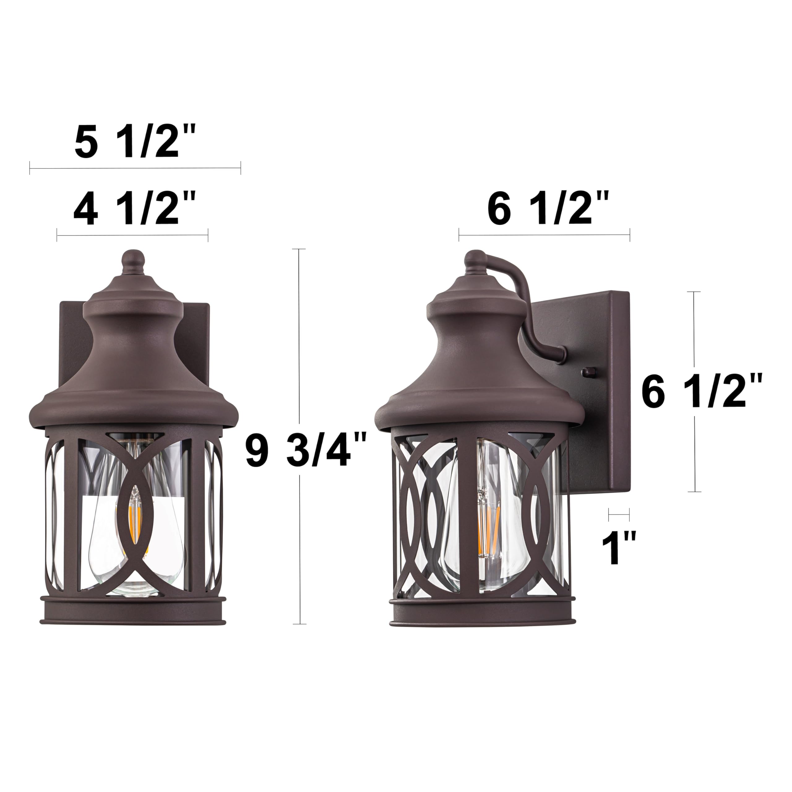 2-Pack Outdoor Wall Lights, Porch Lights, Waterproof Outdoor Wall Sconce, Exterior Light Fixture Matte Black with Clear Glass Shade for Garage Patio Front Door Balcony