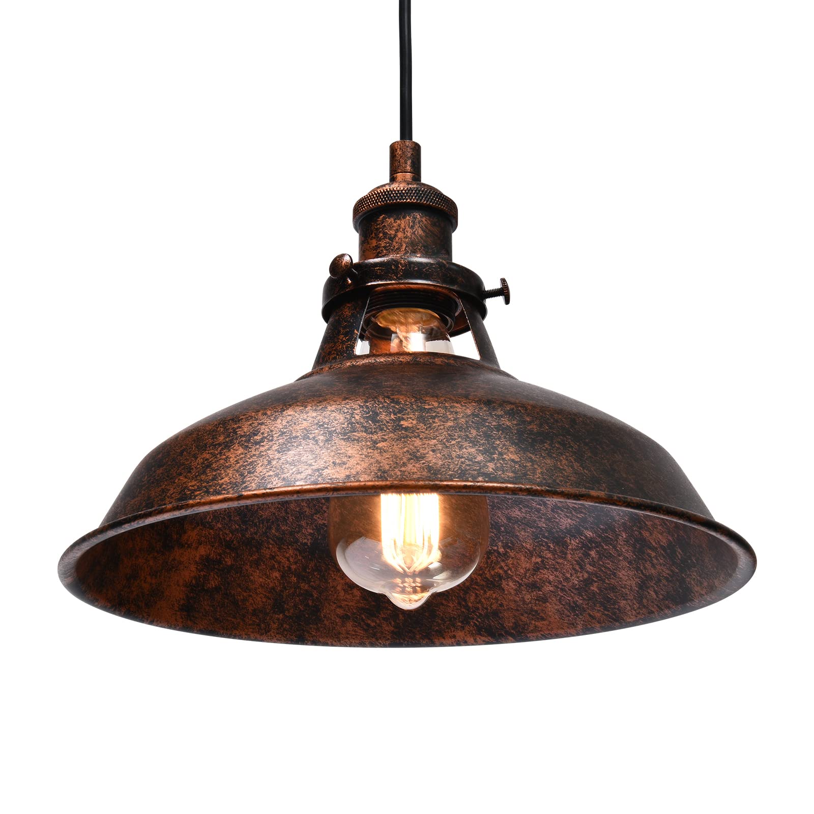 Industrial Barn Pendant Light Farmhouse Hanging Lighting Small Chandelier Fixture 10.6in Vintage Ceiling Lamp for Kitchen, Dining Room, Living Room, Hallway