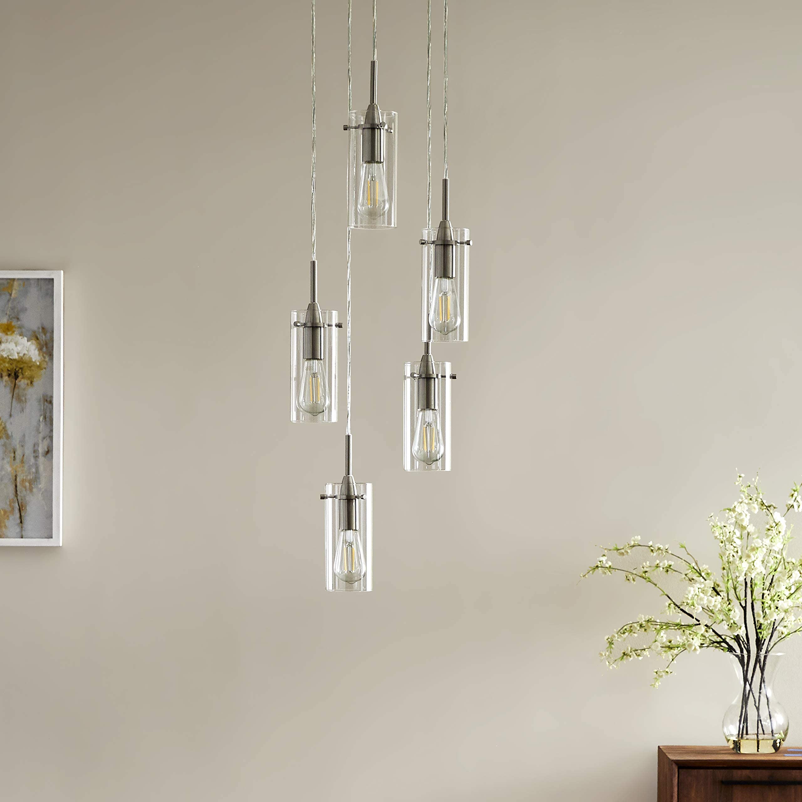 Linea di Liara Effimero 3-Light Cluster Pendant Lights Stairwell Lighting Small Chandelier Black Modern Chandelier Light Fixture Foyer Chandeliers Entryway High Ceiling Staircase Lights