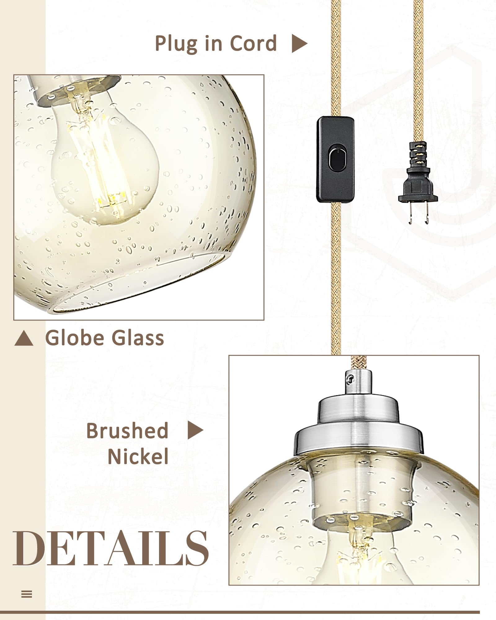 Modern Polished Gold Pendant Light, Mid Century Globe Hanging Light Fixture with Clear Glass for Kitchen Island Dining Room Bedroom Hallway Foyer (2 Pack), PL101BG-2PK