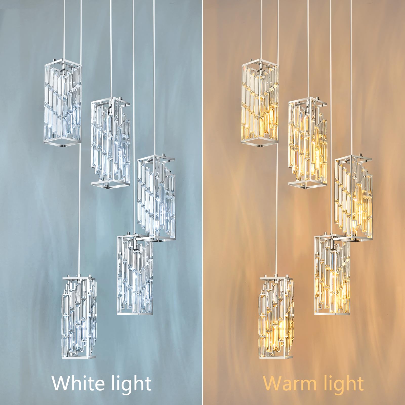 Gold Pendant Lighting Modern Pendant Light, Mini Crystal Chandeliers,Adjustable Pendant Light Fixture for Kitchen Island Dinning Room Bedroom (3 Pack)