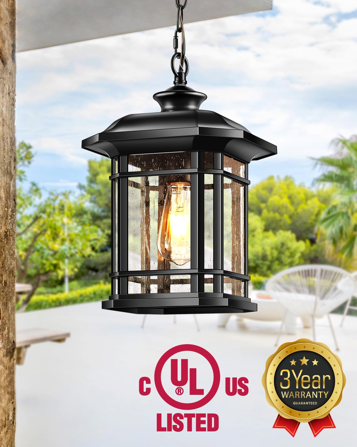 Outdoor Pendant Light, Brown Outdoor Chandelier Sconce, Oil Rubbed Bronze Porch Lights Outdoor Ceiling, Waterproof Hanging Outdoor Lights for House, Patio, Garden, Anti-Rust, 100% Aluminum