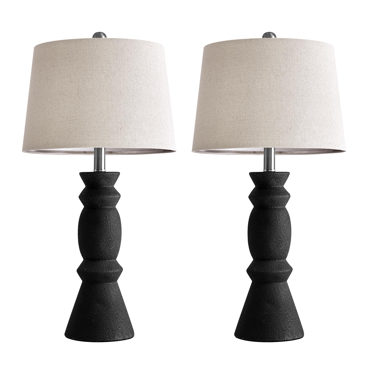 Farmhouse Black Ceramic Table Lamp Set of 2 for Living Room Rustic Table lamp Bedroom Nightstand Lamp End Table Lamps