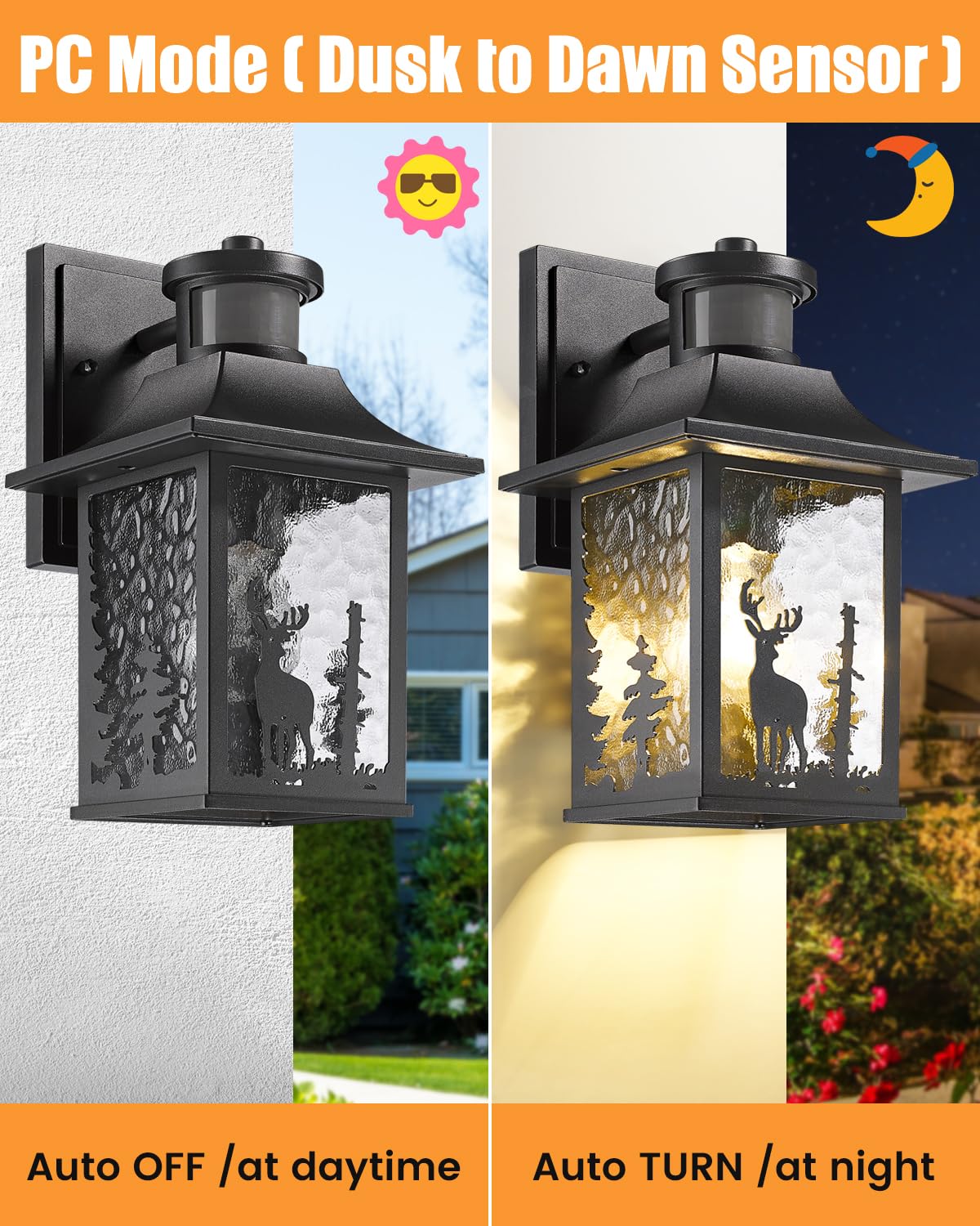 Motion Sensor Outdoor Wall Light Dusk to Dawn Porch Light Wall Mount Outdoor Light Fixture, Lantern Outdoor Wall Sconce Exterior Light for House Garage Entryway, Anti-Rust 100% Aluminum ETL Listed