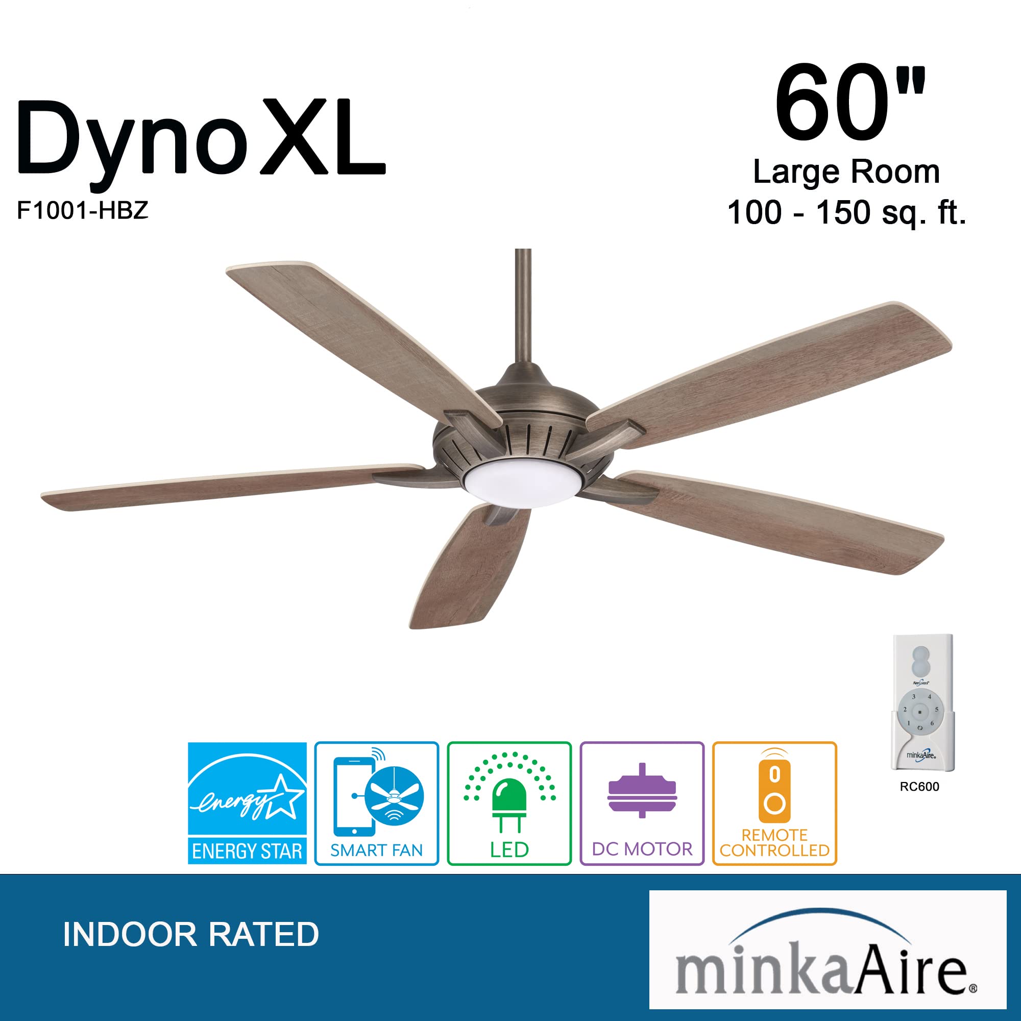 60" Ceiling Fan with LED Light & Remote, Oil Rubbed Bronze