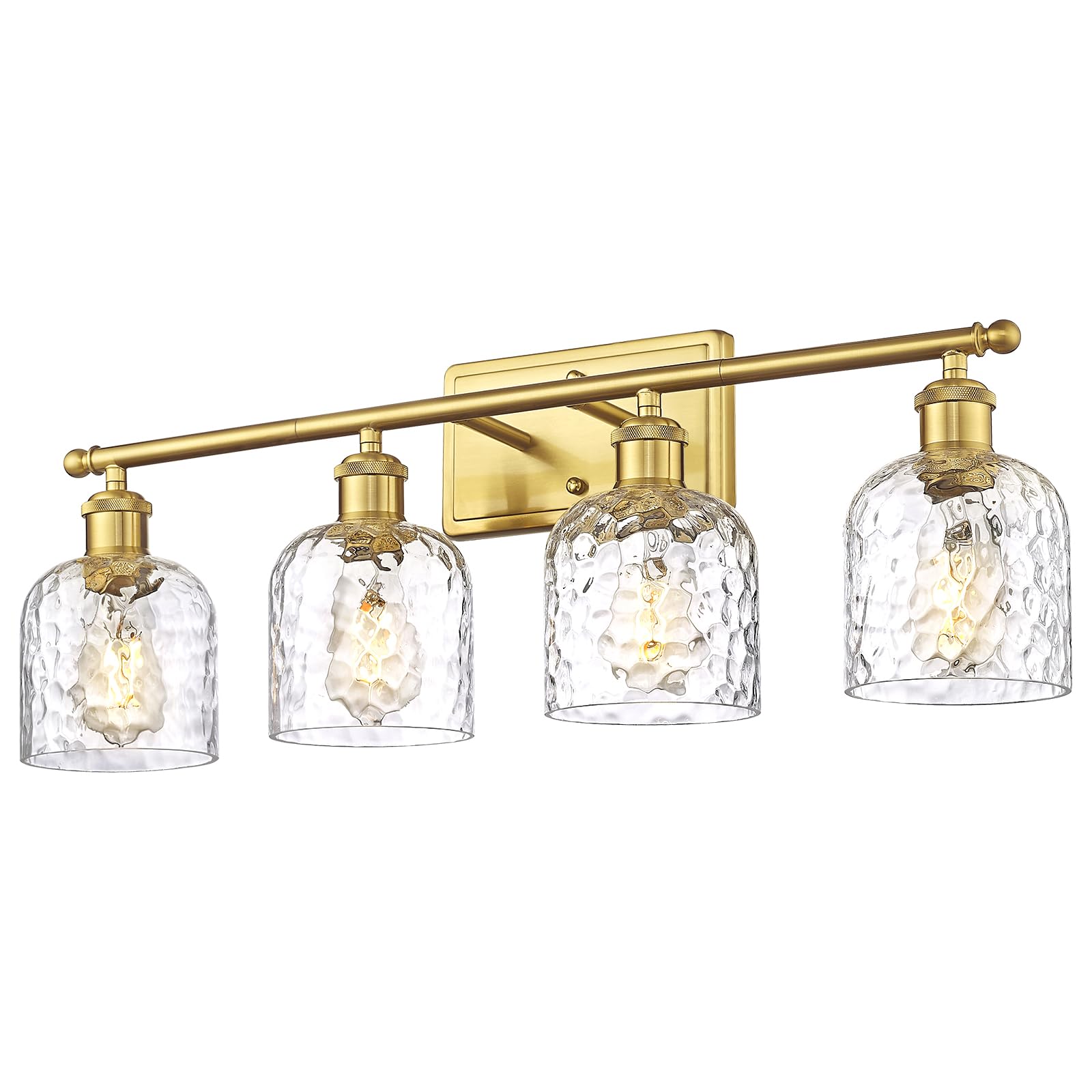 Modern Vanity Lights for Bathroom, Industrial 3-Light Chrome Bathroom Lights with Hammered Glass Shade, ZJF63B-3W CH