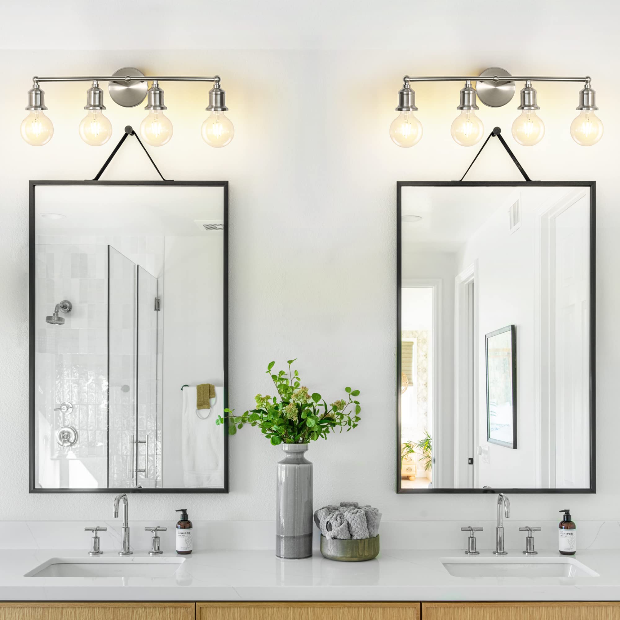 3-Light Vanity Light Fixture, Industrial Black Wall Sconce Light Fixture, Farmhouse Bathroom Wall Lighting for Over Mirror, E26 Base Wall Lamp for Bathroom Bedroom Hallway (Bulb Not Included)