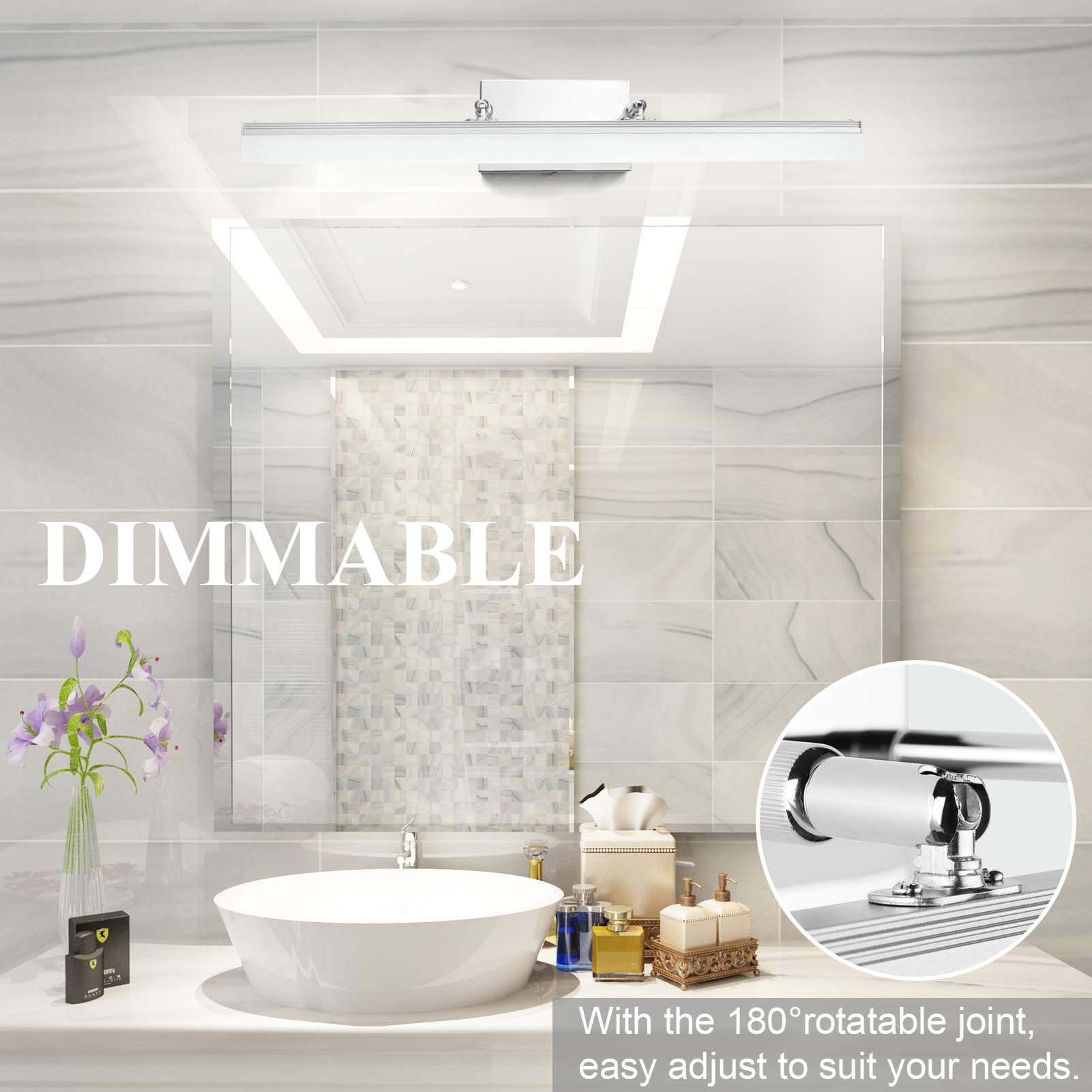 31.5 inch Modern Black Vanity Light Adjustable Bathroom Light Fixtures Over Mirror Rotatable Vanity Lighting 5500K