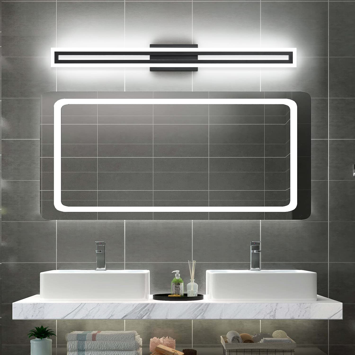 LED Vanity Light Bathroom Vanity Light,31.8 Inch Bathroom Lights Over Mirror 6000K Brushed Nickle