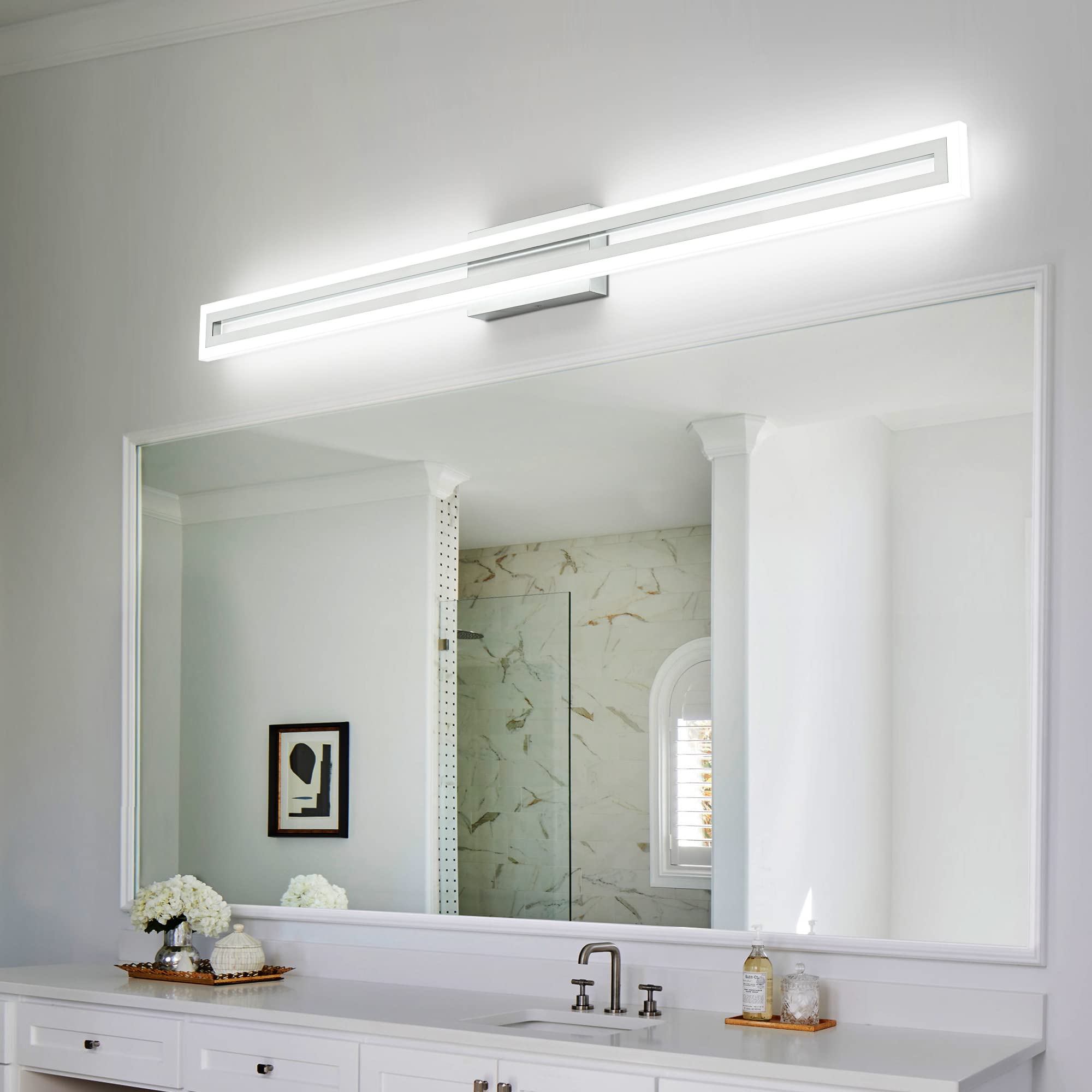 LED Vanity Light Bathroom Vanity Light,31.8 Inch Bathroom Lights Over Mirror 6000K Brushed Nickle