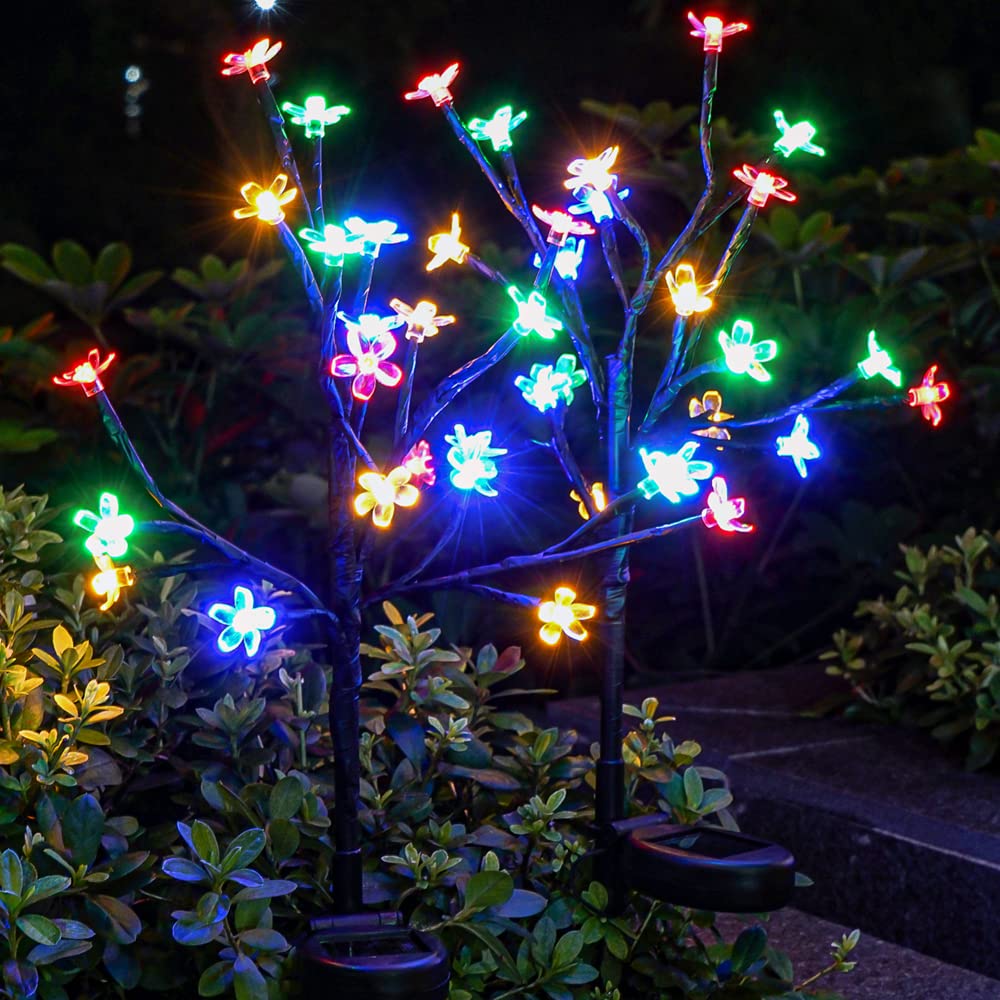 Solar Flowers Lights Garden Decor, Solar Garden Lights Outdoor Decorative,2Pack 40LED Solar Lights Outdoor Garden Waterproof Fairy Lights for Outside Yard,Lawn Decorations Gardening Gifts