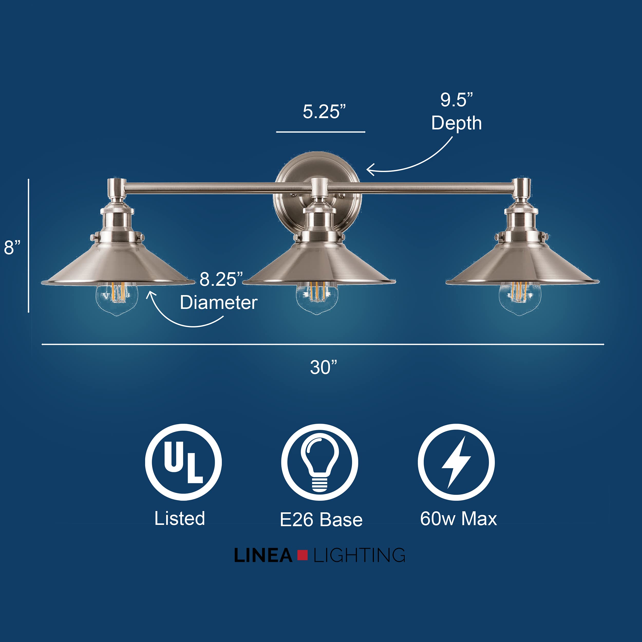 2 Light Bathroom Vanity Light Industrial Brushed Nickel Bathroom Light Fixtures above Mirror Bathroom Light Farmhouse Vanity Lights for Bathroom Lighting, Bulb Included