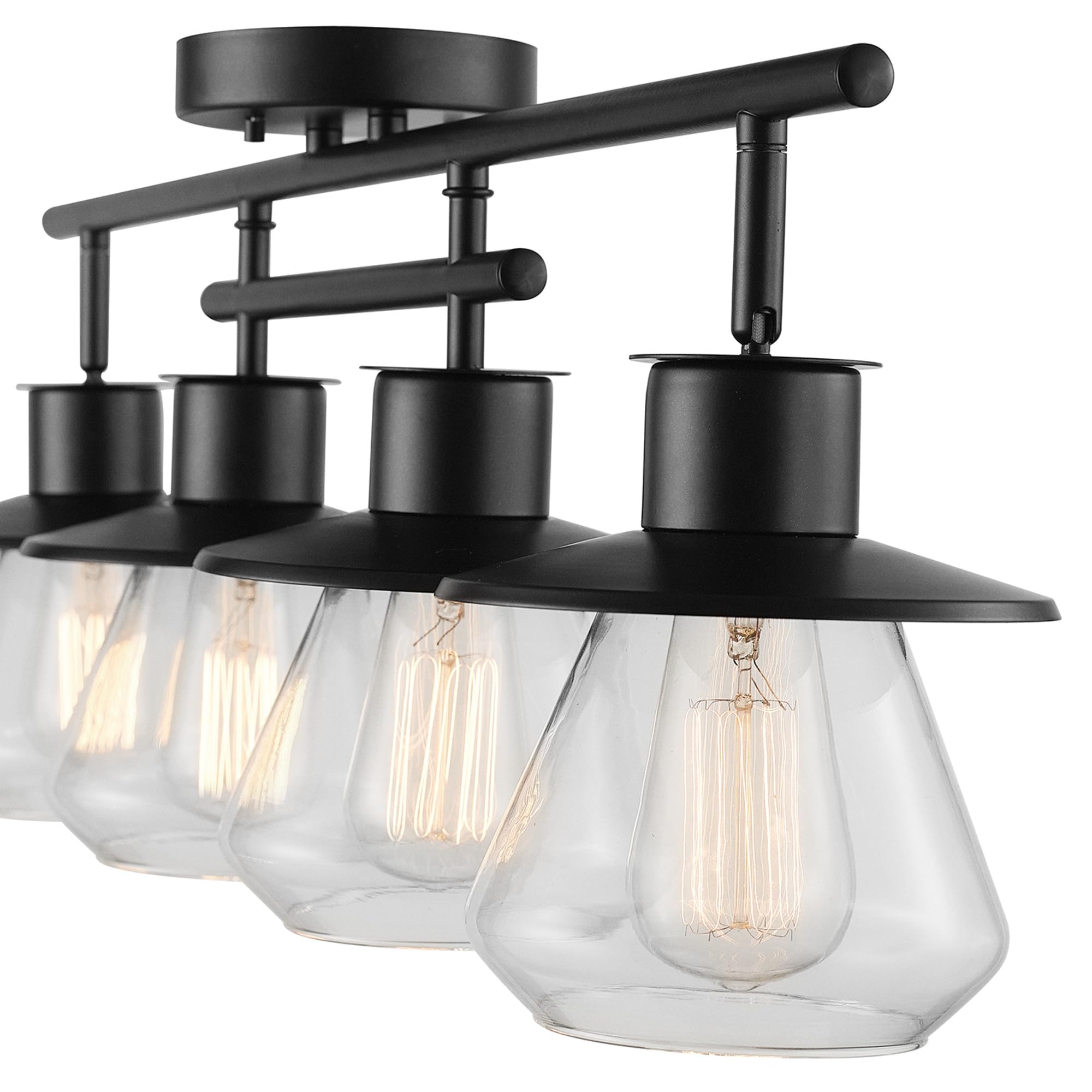 3-Light Track Lighting, Wood Toned, Matte Black Accents, Clear Glass Shades, Kitchen, Bathroom, Home Essentials, Ceiling Light, Dorm, Dining Room, Hallway