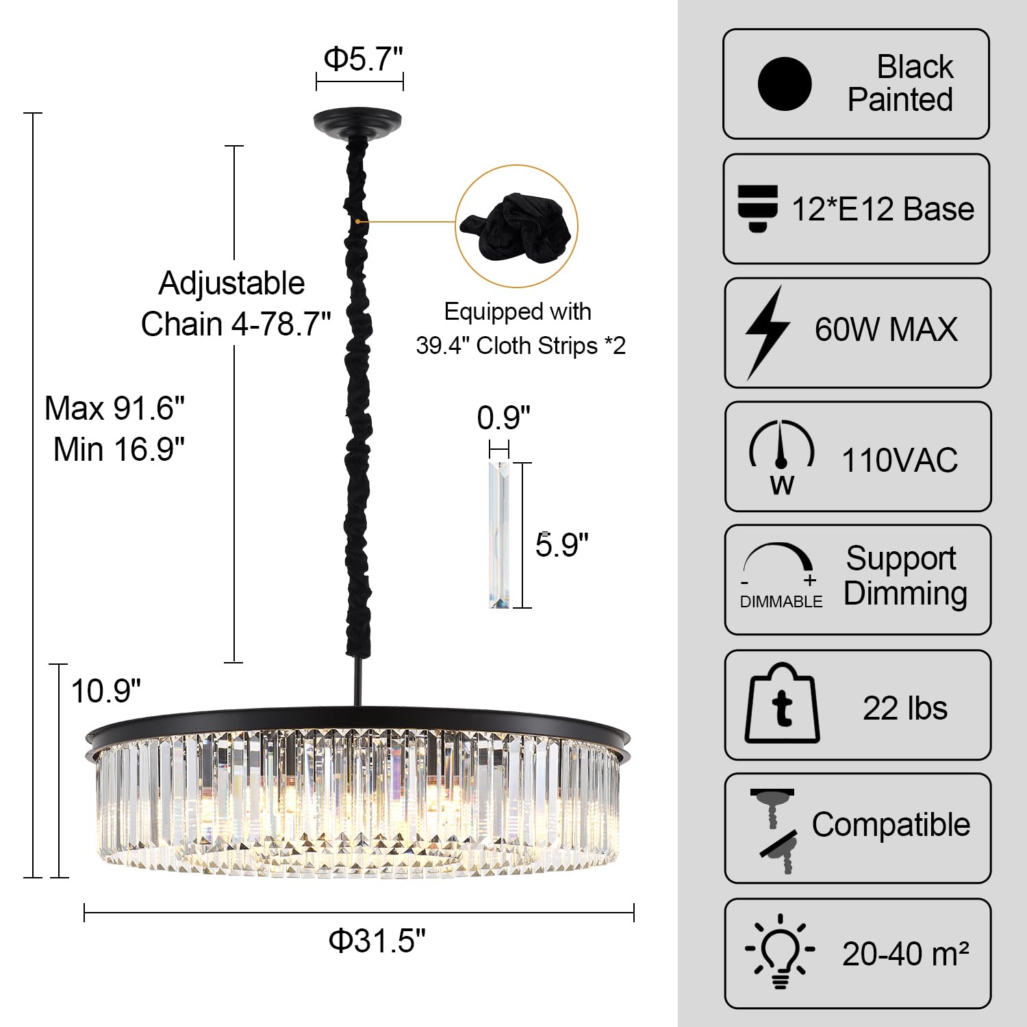 23" 8-Light Modern Crystal Chandelier Light Fixtures 2 Rings Gold Luxury Chandeliers for Dining Room Round Hanging Pendant Lighting for Living Room Kitchen Entryway Bedroom