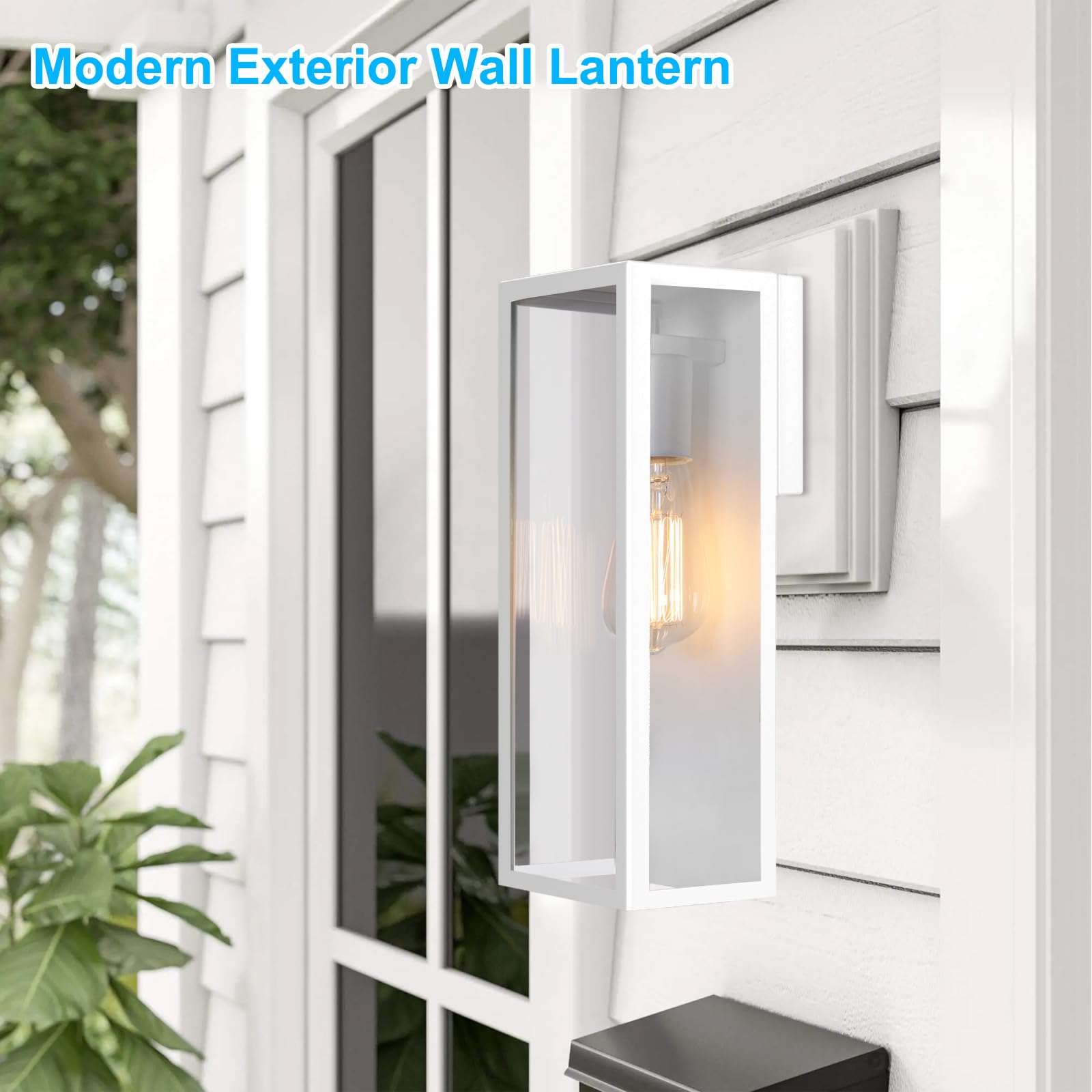 2-Pack Outdoor Wall Lanterns, Exterior Waterproof Wall Sconce with Glass Shades, Matte Black Porch Lights Wall Mounted, Anti-Rust E26 Modern Wall Lighting Fixtures for Patio Garage Entryway Front Door