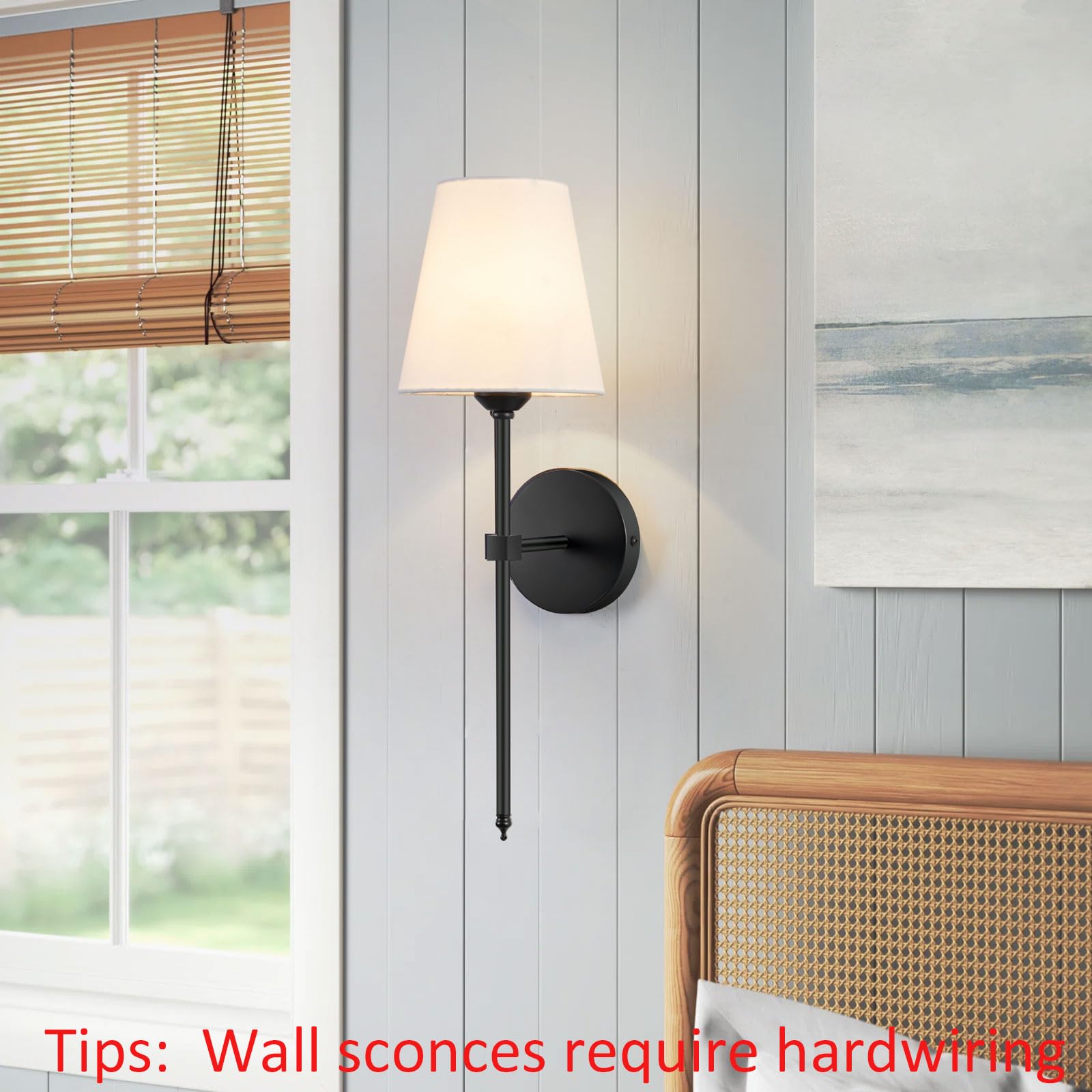 Wall Sconces Sets of 2, Retro Industrial Wall Lamps, Bathroom Vanity Sconces Wall Lighting with White Fabric Shade, Suitable for Bedroom Living Room Corridor Kitchen