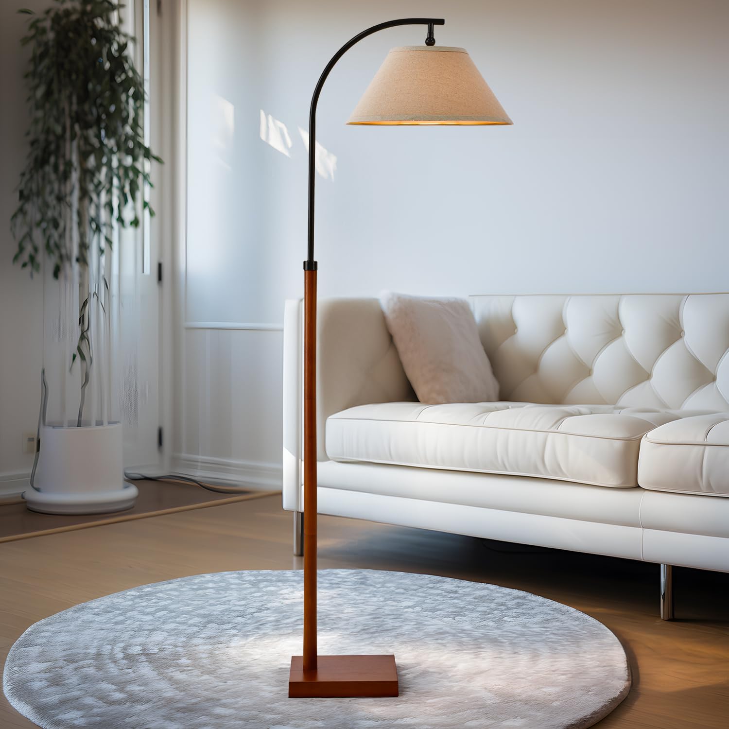 63" Gold Floor Lamp for Living Rooms Tall Arc Standing Lamps for Bedrooms Tall Lamps with Foot Switch for Bedroom