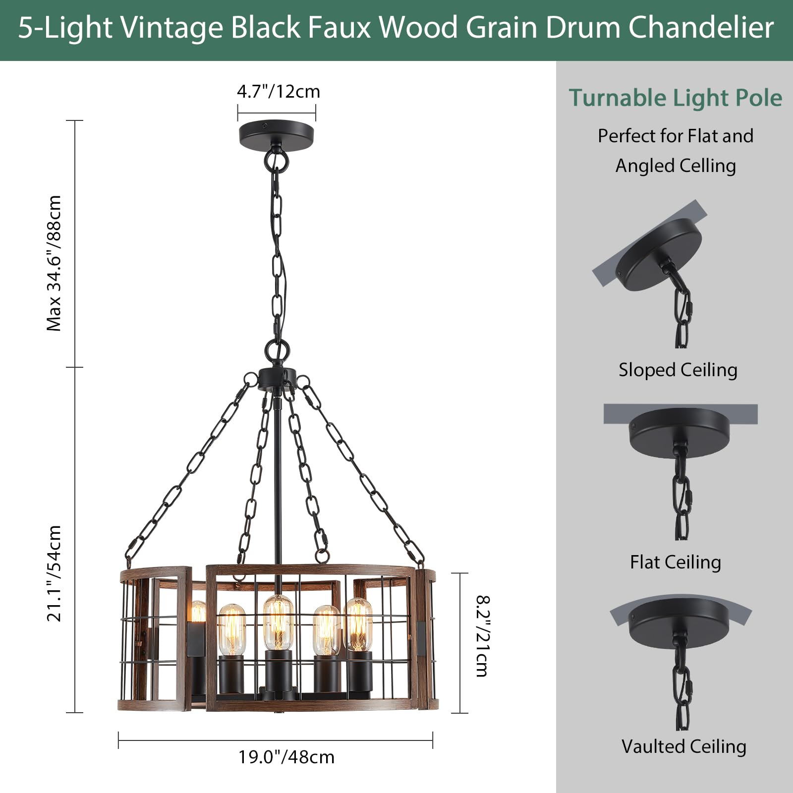 Gold Chandelier 5-Light Modern Kitchen Island Lighting Fixtures, Farmhouse Pendant Light 20 inches Retro Height Adjustable Ceiling Light for Dining Room, Bedroom, Living Room,Foyer