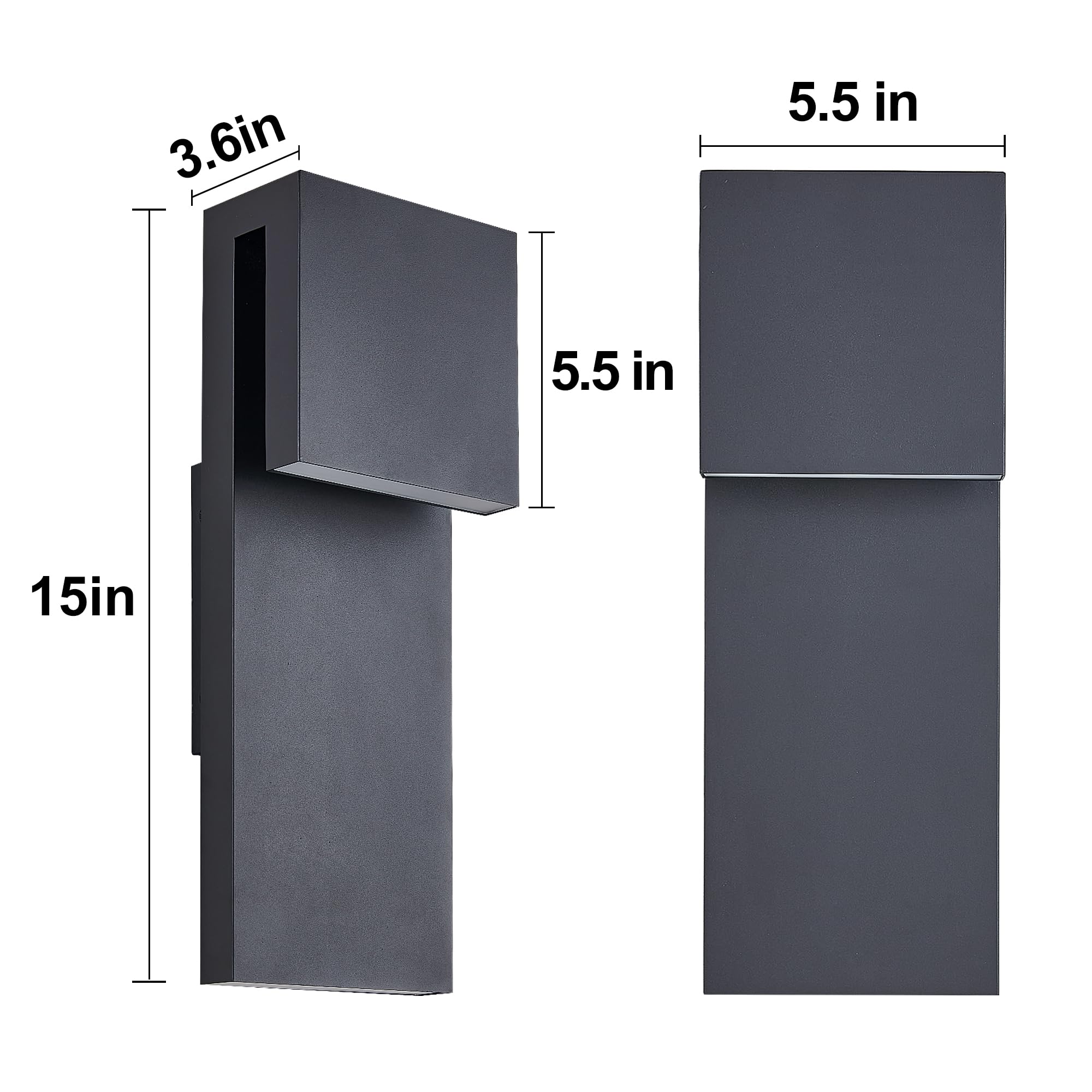 Modern LED Outdoor Wall Sconce 2-Light 17W Integrated LED Outdoor Wall Mount,Anti Rust Textured Black Suit for Wet Locations and Easily Installed in Any Direction.Bulb Included.