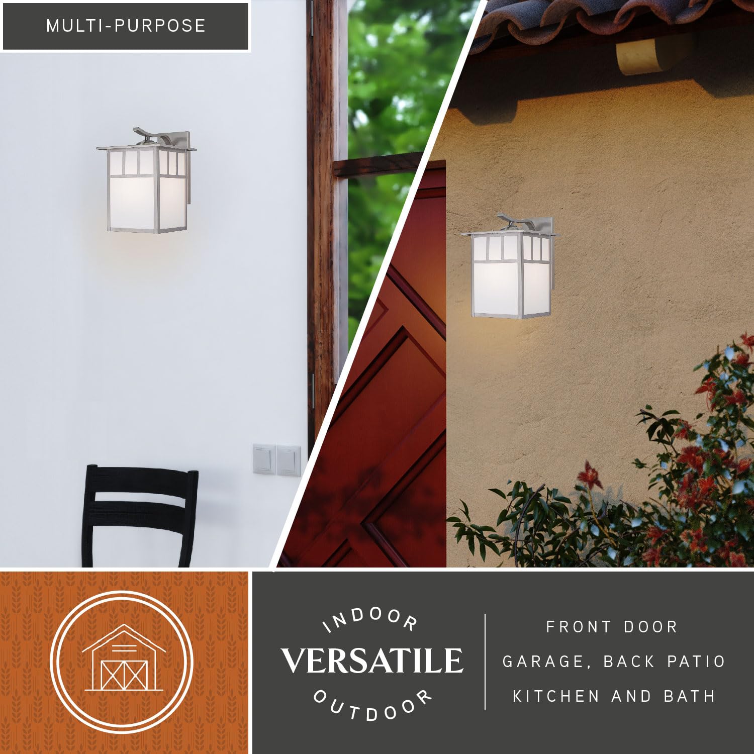 Indoor Outdoor Pendant Light - Mission Oil Burnished Bronze 7.25" Porch Hanging Ceiling Light Fixture with Honey Opal Glass, Craftsman Exterior Lantern Porch, Front Door, Entryway