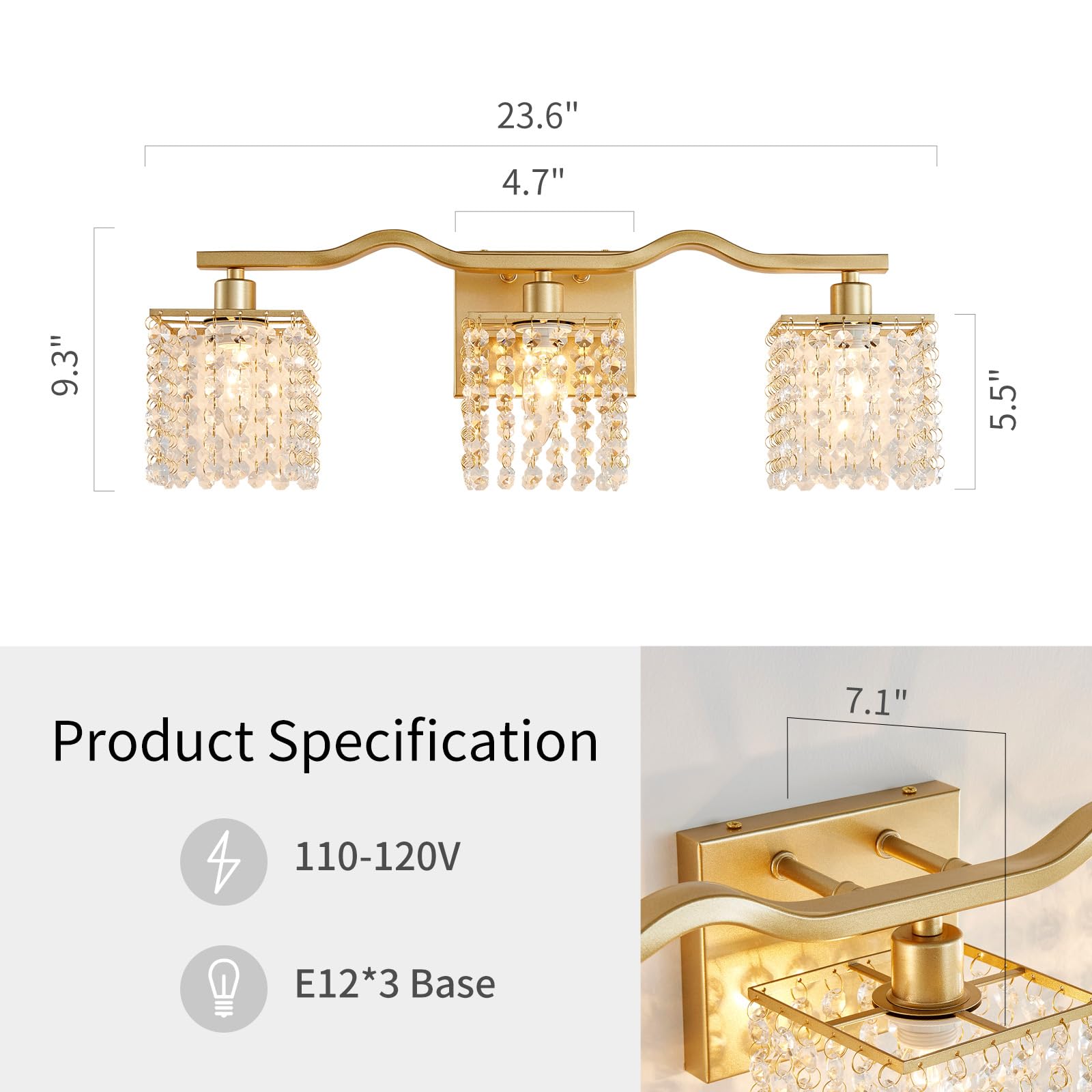 WUZUPS Crystal Chandelier 4-Light Linear Raindrop Pendant Ceiling Light Modern Lighting Fixture for Bedroom Dinning Room Bar Kitchen Island, H8.7'' W4.7'' L30.5, E12 Base, Nickel