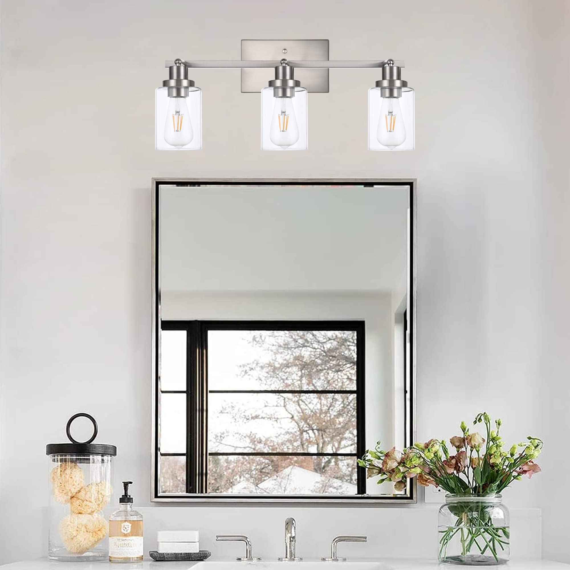 2-Light Adjustable Track Lighting Kit Brass Kitchen Track Lighting Fixtures Ceiling Spotlight with Clear Glass Shade for Hallway Foyer Bath Storage