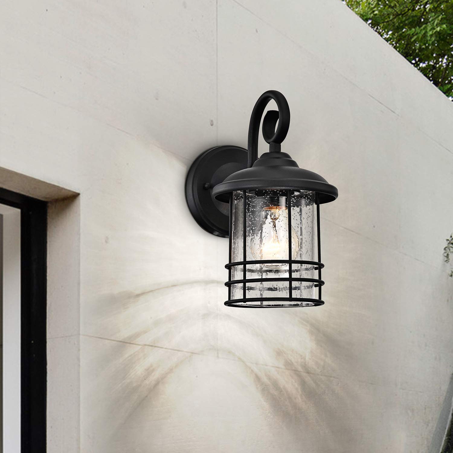 Outdoor Wall Sconce 2 Pack, 14.5 Inch Black Exterior Wall Mount Light Fixtures, Farmhouse Outside Lights for House, Garage, Porch, Patio, Yard, Hallway