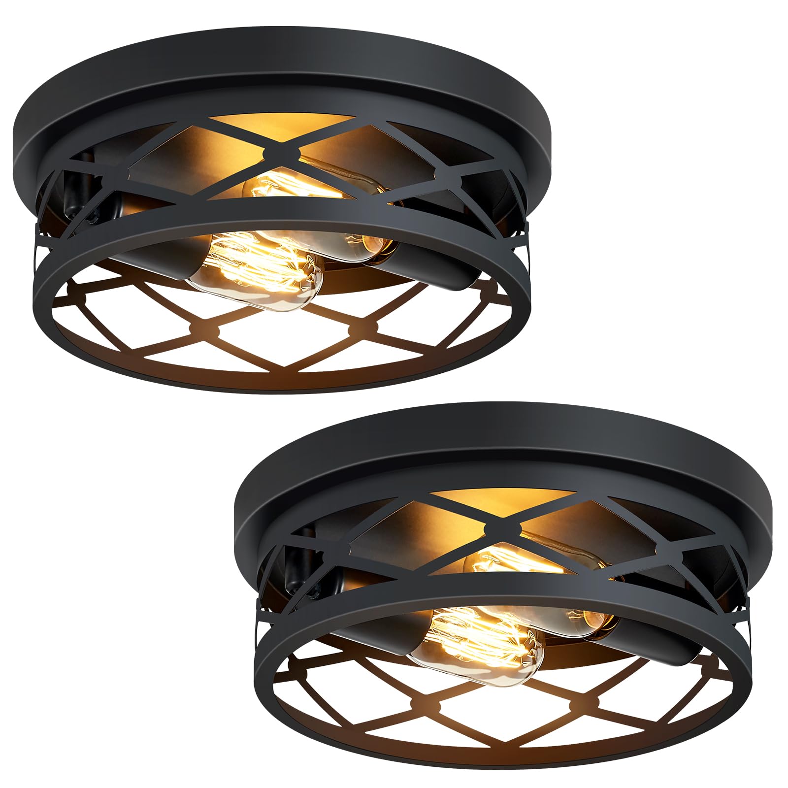 Flush Mount Ceiling Light Fixture,3-Light Ceiling Light Fixture for Hallway, Black Hallway Light Fixtures Ceiling,Light Fixtures Ceiling Mount for Kitchen,Farmhouse,Hall (1 Pack) (13.1inch)