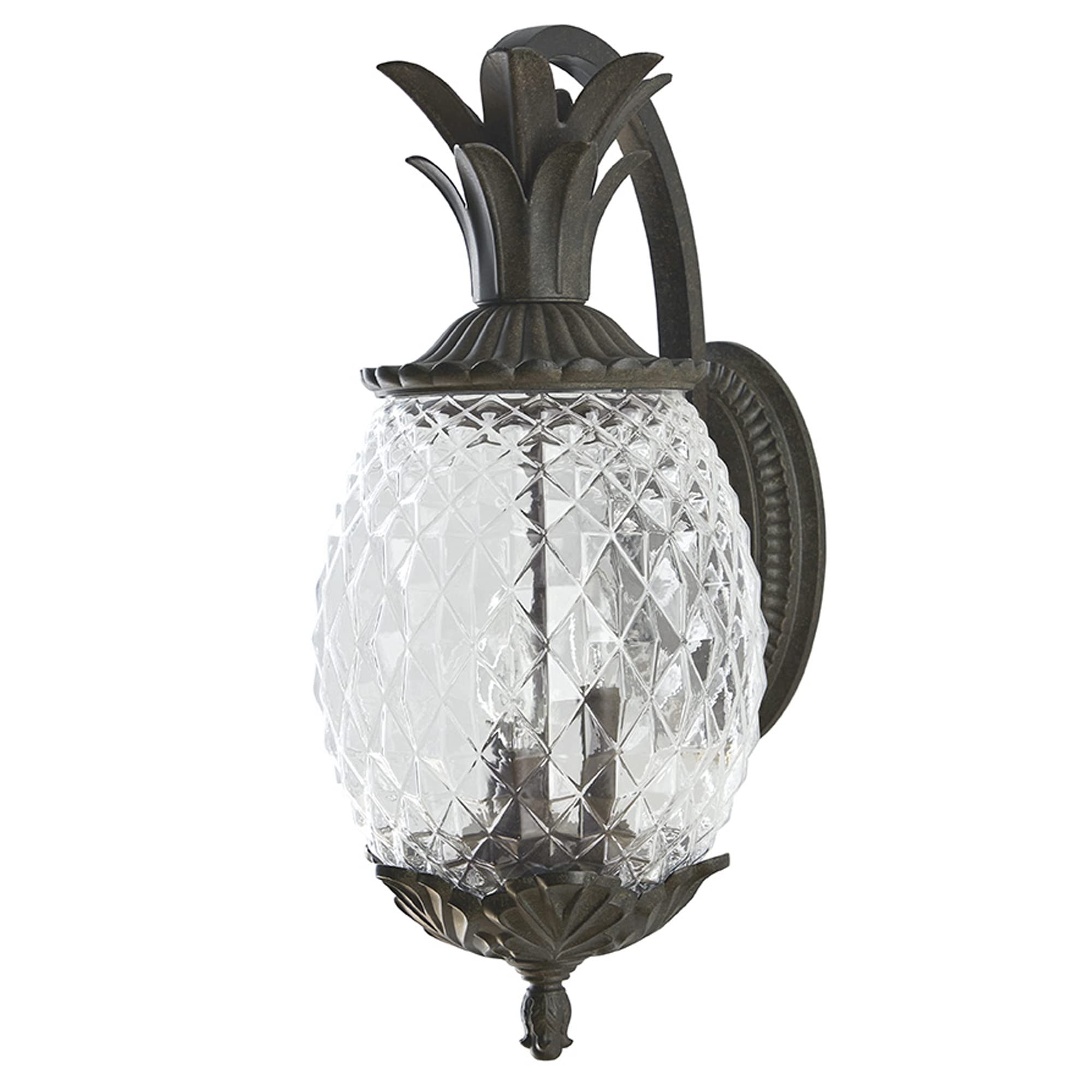 Large Outdoor Hanging Pineapple Dimmable Lantern | Durable Anti-Rust Cast Aluminum | Three Light in Black Coral | Showcases Style and Hospitality