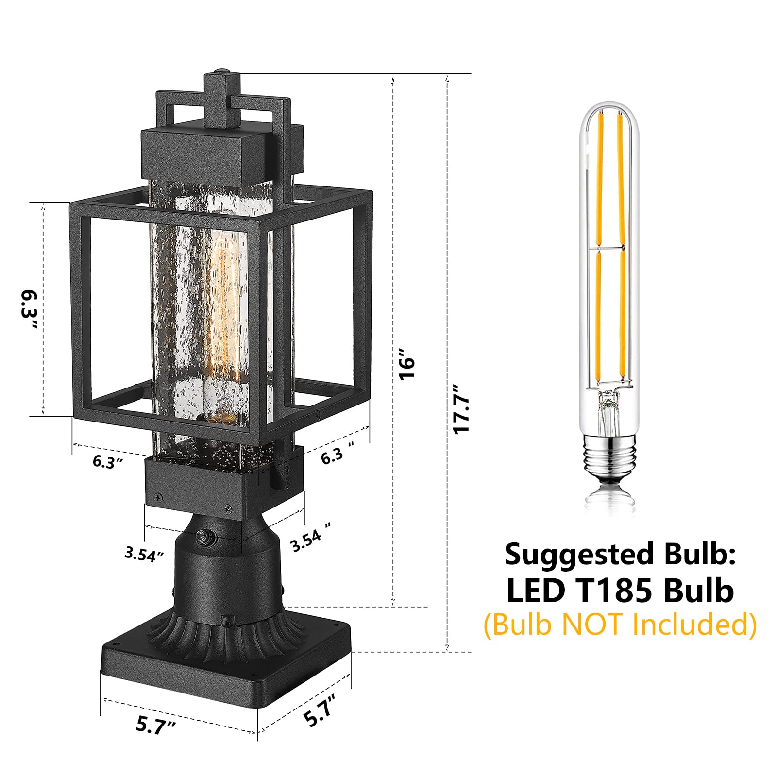 Outdoor Indoor Pendant Light Exterior Hanging Lantern, 11.4" Modern Outside Ceiling Chandelier for Front Porch Entrance Foyer Entryway, Aluminum, Crack Glass, G6001/1H-SBK