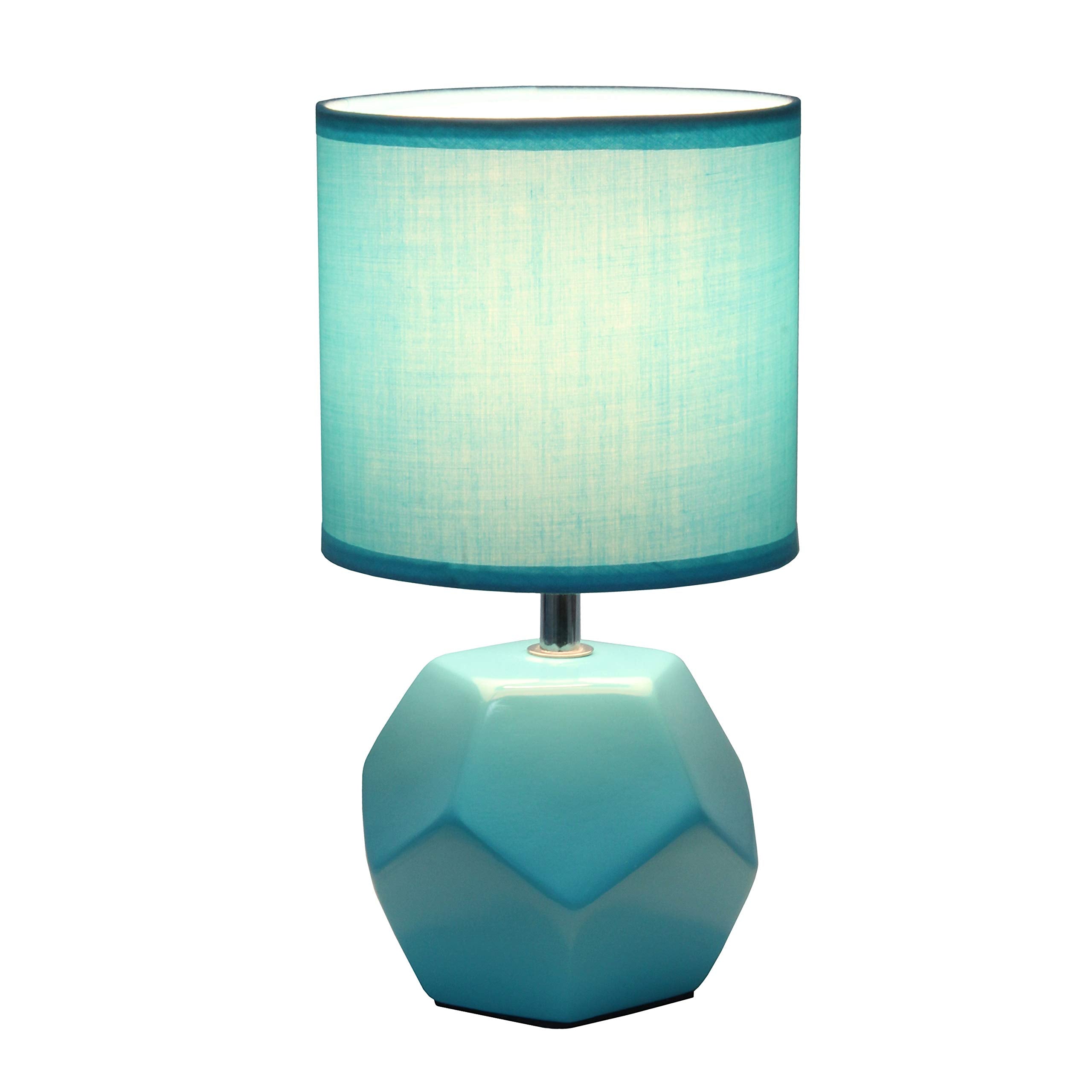 Round Prism Mini Table Lamp with Matching Fabric Shade, Gray