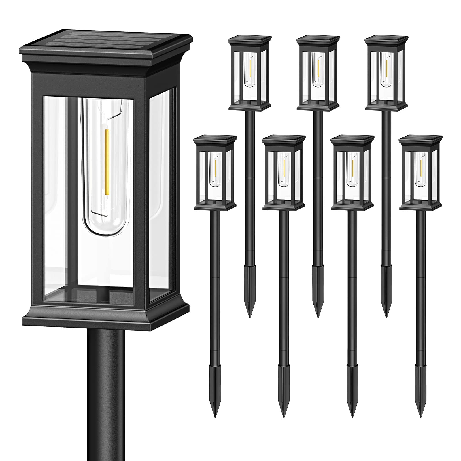 Solar Pathway Lights Outdoor 8 Pack, 2X Bigger Solar Outdoor Lights, Bright Solar Garden Lights Outdoor Waterproof, Auto On/Off Outdoor Solar Lights for Yard Landscape Path Lawn Patio Walkway