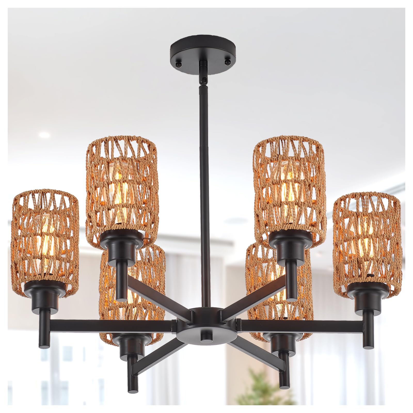 Modern Gold Chandelier Vintage 9-Lights Mid Century Modern Candle Style Chandelier Light Fixture Rustic Industrial Golden Chandelier for Dining Room, Kitchen Island, Living Room, E12