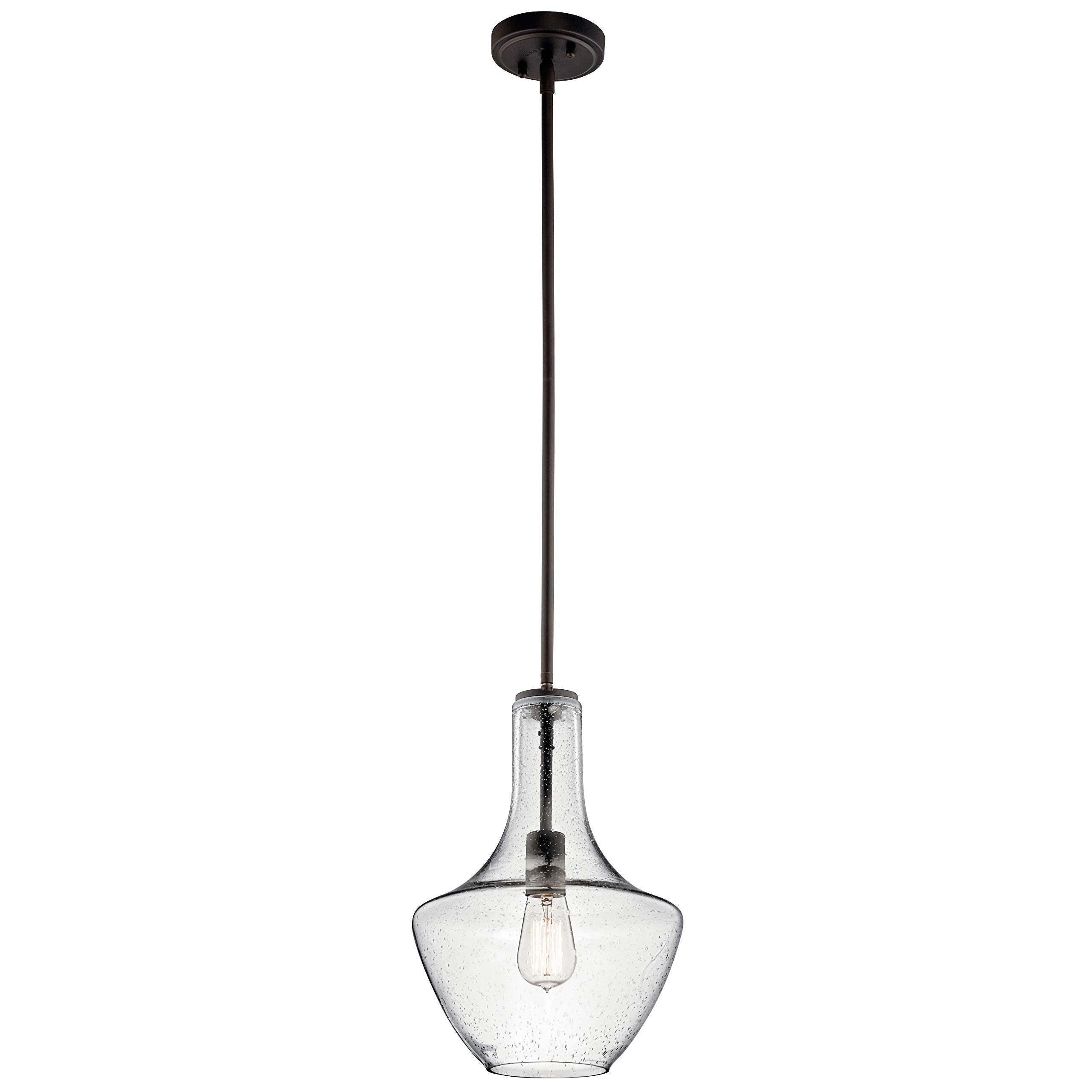 19.75" Kitchen Bell Pendant in Olde Bronze®, 1-Light Clear Glass Pendant Light, (19.75" H x 13.75" W), 42046OZ