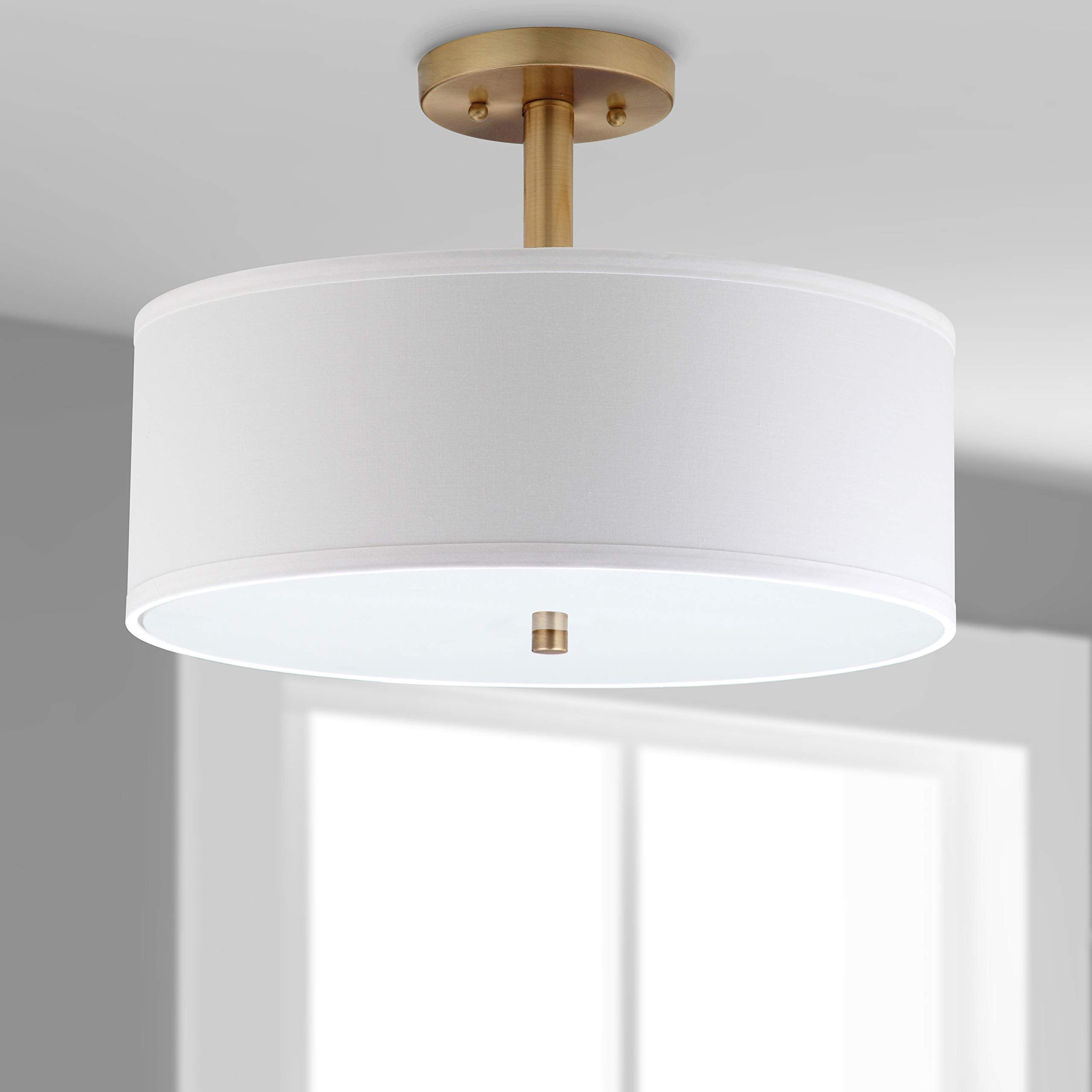 Lighting Collection Clara Gold 16-inch Diameter Semi Flush Mount Ceiling Light Fixture (LED Bulbs Included)