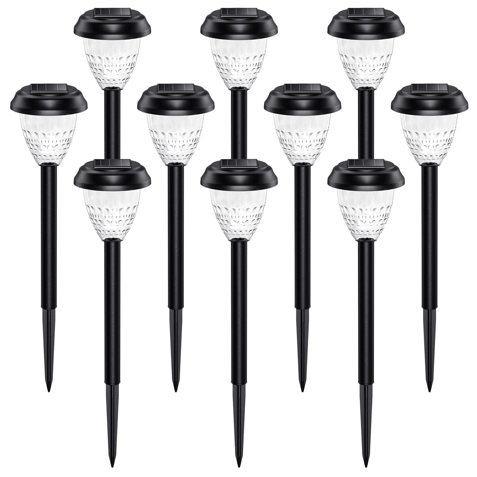 Super Bright Solar Lights, Waterproof 10 Pack, Dusk to Dawn Up to 12 Hrs Solar Powered Outdoor Pathway Garden Lights Auto On/Off, LED Landscape Lighting Decorative for Walkway Patio Yard