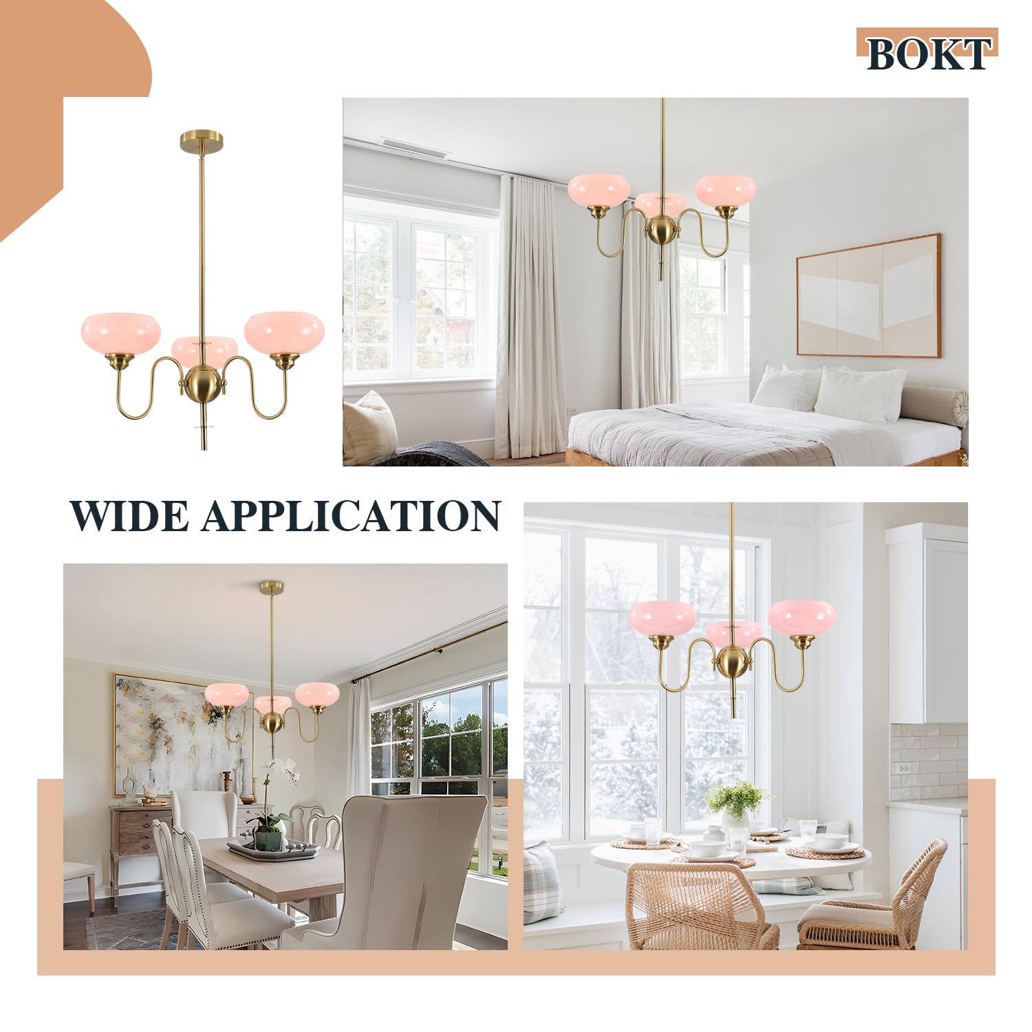 Gold Vintage Chandelier Modern 5-Light Globe Chandelier with Smooth Lampshade Sputnik Pendant Light Dining Room Chandelier for Living Room Bedroom