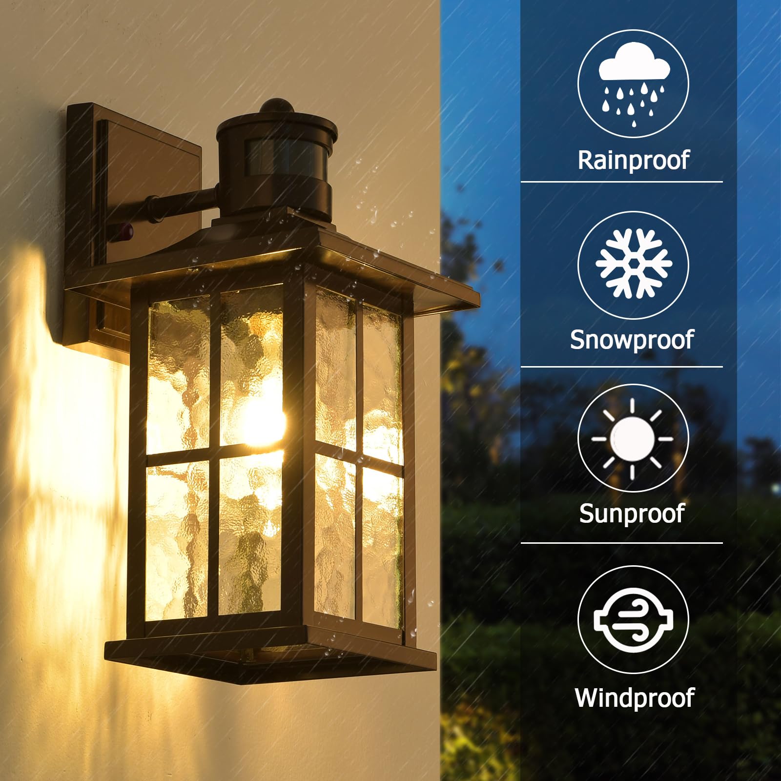 Motion Sensor Outdoor Wall Lantern Dusk to Dawn Exterior Porch Light Fixture Brown Outside Garage Sconce Lighting Waterproof Farmhouse Wall Mount Carriage Lamp for House Patio Doorway