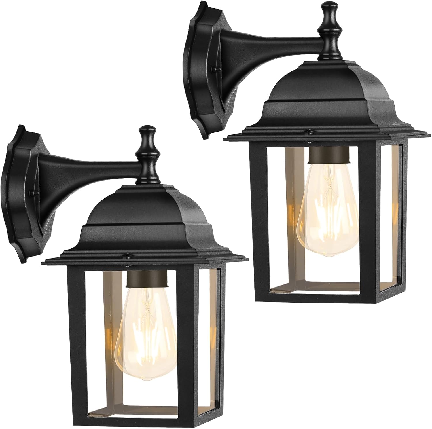 2 Pack Outdoor Wall Lights, Black Outdoor Light Fixtures Wall Mount Porch Lights, Exterior Light Fixtures Outdoor Sconce with Matte Finish