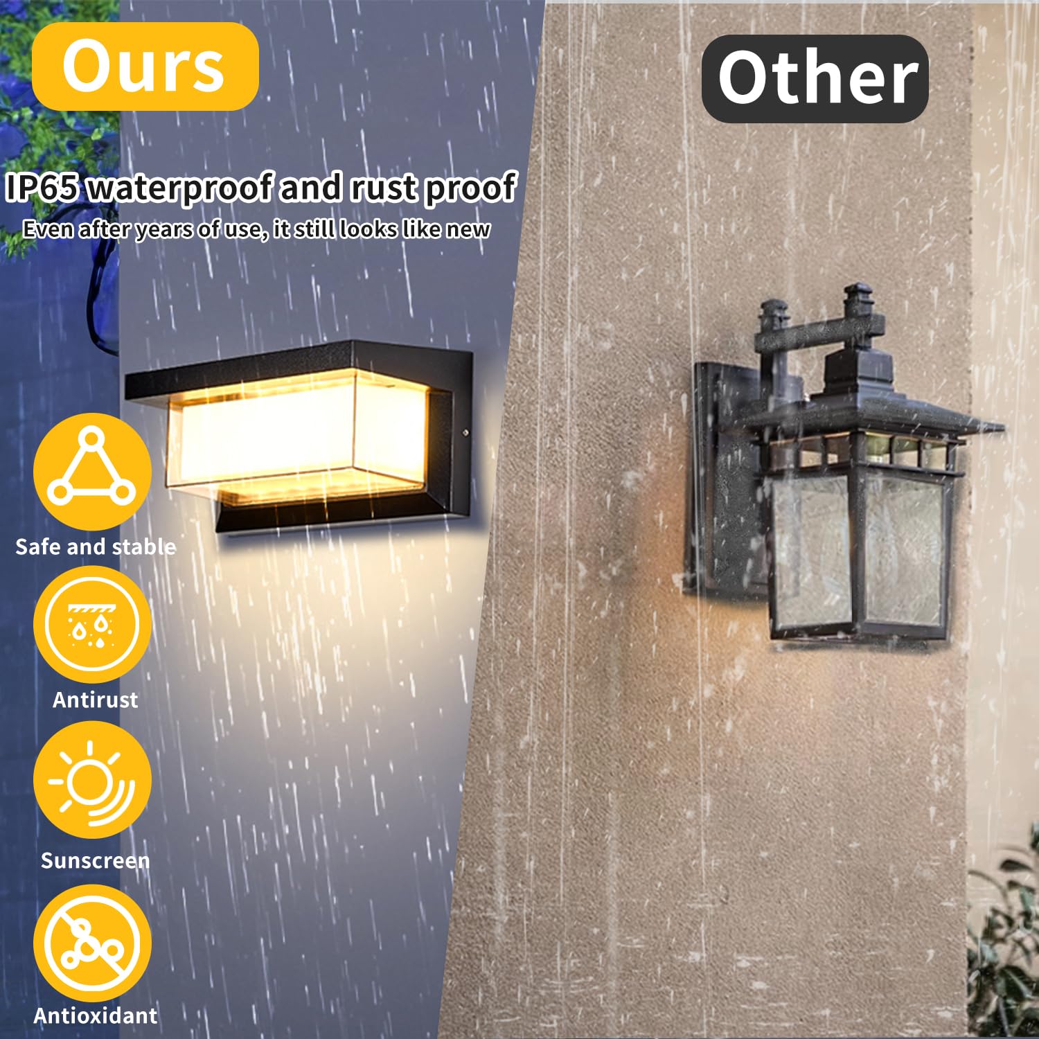 18W Modern Outdoor Lights for House, Front Porch Lights, Exterior Wall Mount Light Fixtures 3000K, Outdoor Patio LED Lights Waterproof, Aluminium Black Warm White