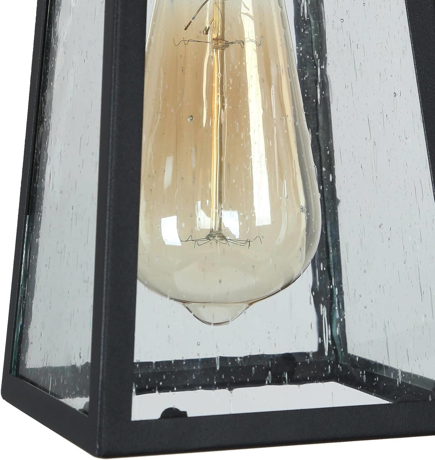 Outdoor Pendant Light for Porch, Black Outdoor Pendant Hanging Light with Seeded Glass Waterproof Exterior Light Fixture for House, Patio, Yard