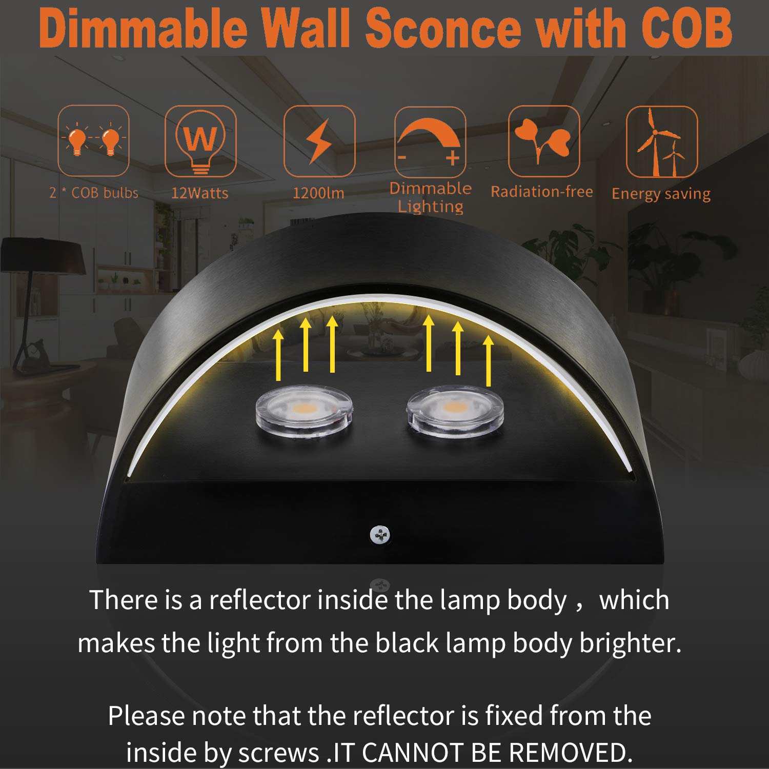 Modern LED Wall Sconce Indoor Up Down Wall Lamp Dimmable Wall Lights 12W Hallway Wall Lighting for Living Room Bedroom Stair, Warm White