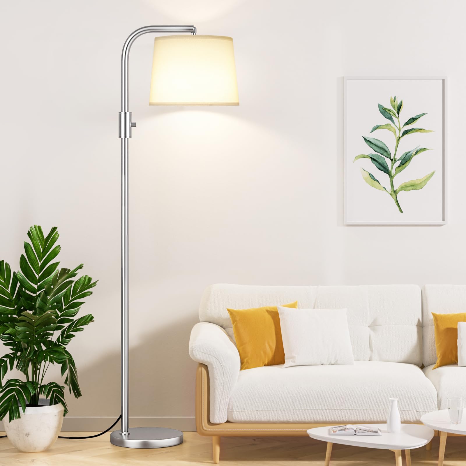 Floor Lamp - Floor Lamps 9W 𝐋𝐄𝐃 Light Bulb Included, Standing Lamps for Living Room with Adjust Head, Modern Standing Tall Light Rotary Switch for Office