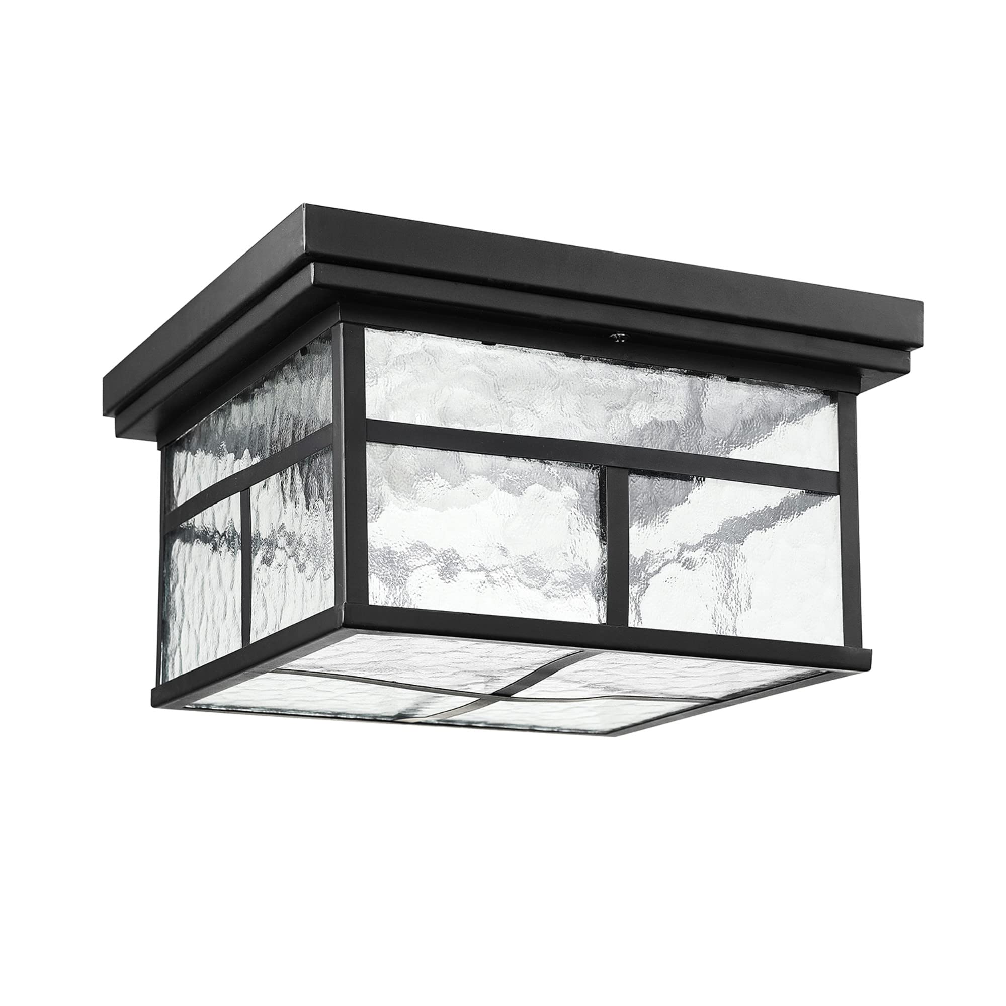 1-Light Outdoor/Indoor Semi-Flush Mount Ceiling Light, Oil Rubbed Bronze, Clear Seeded Glass Shade, Bulb Not Included