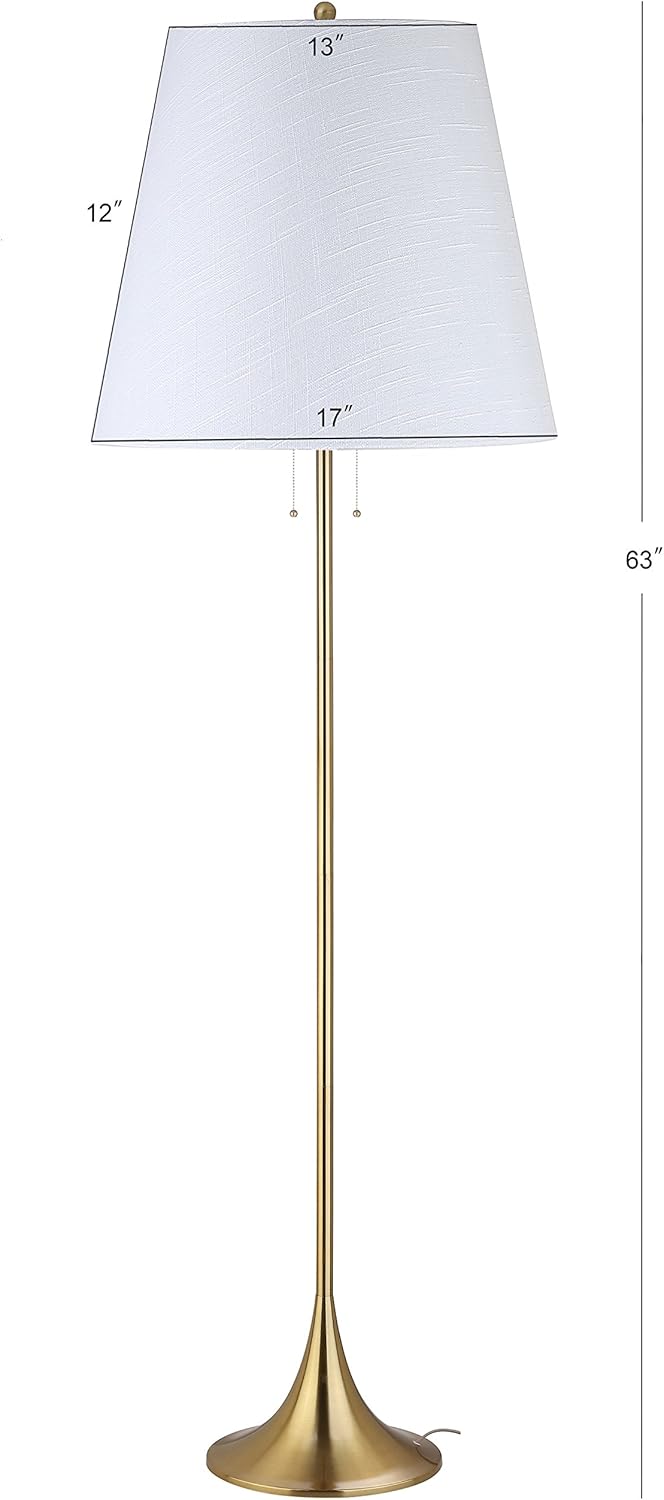 63" Metal LED Floor Lamp, Modern, Contemporary, Glam, Elegant, Office, Living Room, Family Room, Dining Room, Bedroom, Hallway, Foyer, Brass