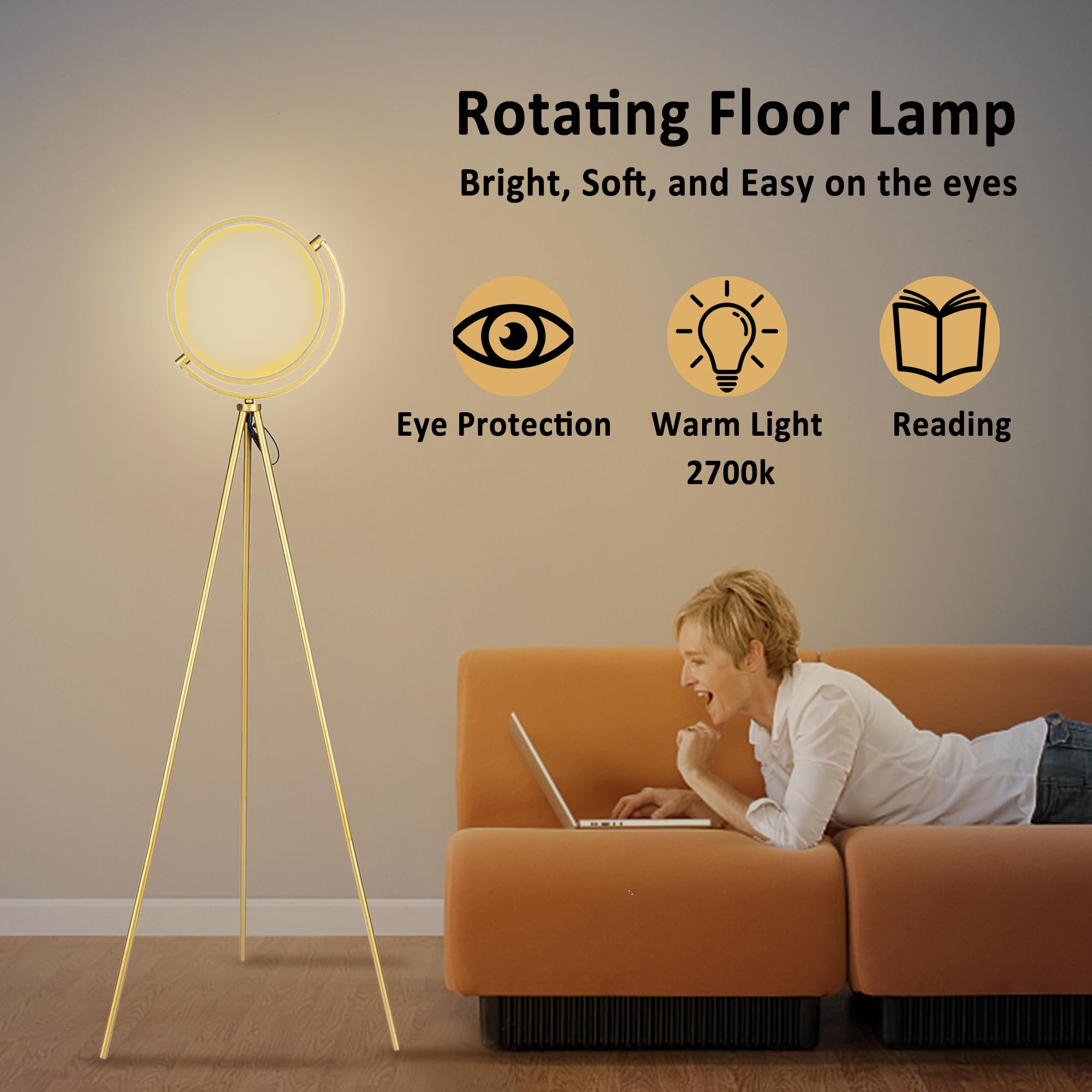 Floor Lamp White Natural Ostrich Unique Bedside Floor Lamps with Foot Switch Modern Gold Luxury LED Bulbs Resin Standing Light for Bedrooms Dining Room Living Room Kitchen 35 Pieces