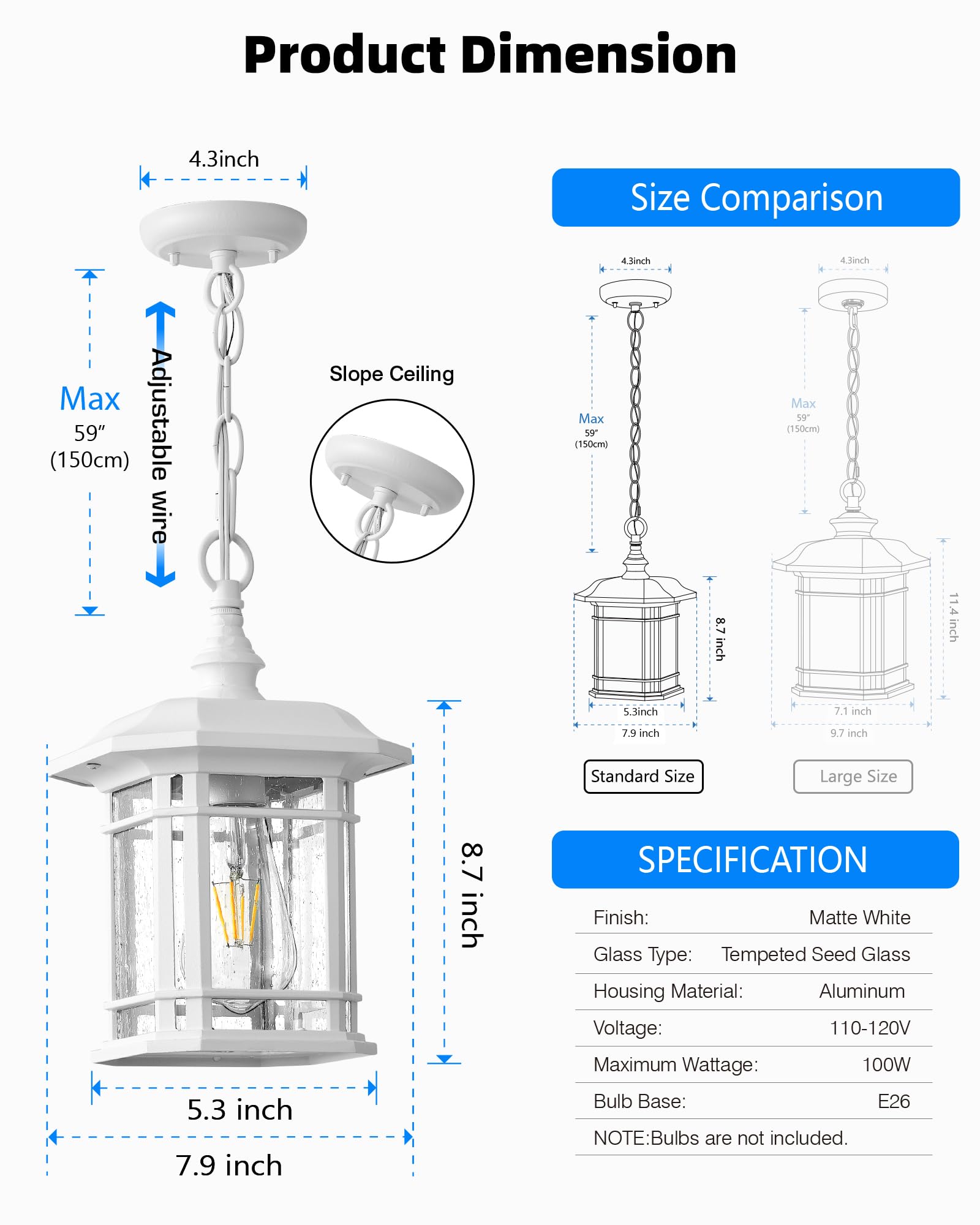 Outdoor Pendant Light, Brown Outdoor Chandelier Sconce, Oil Rubbed Bronze Porch Lights Outdoor Ceiling, Waterproof Hanging Outdoor Lights for House, Patio, Garden, Anti-Rust, 100% Aluminum