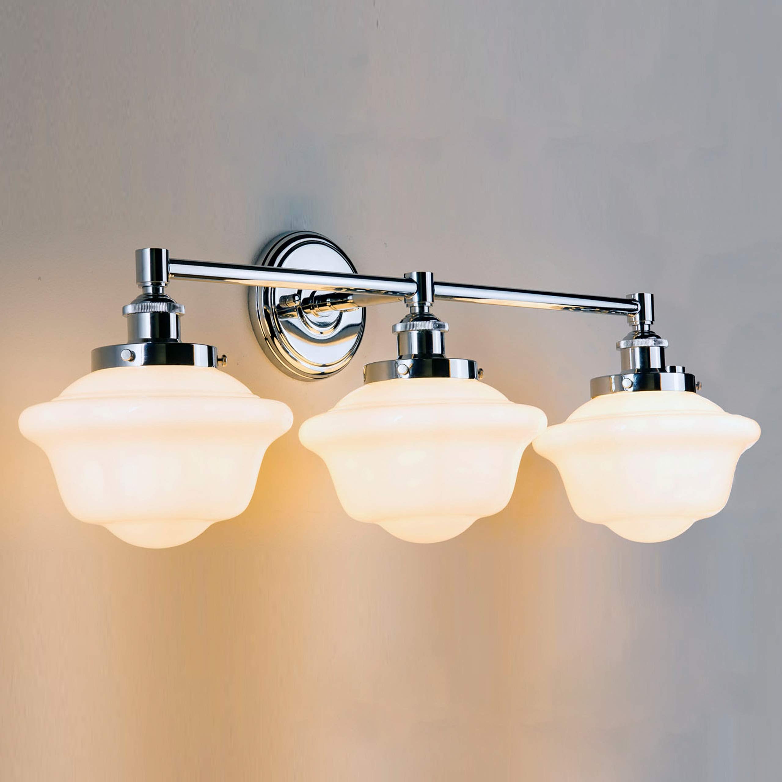 Farmhouse Brushed Nickel Bathroom Light Fixtures Over Mirror 2-Light Bathroom Vanity Light Fixture Milk Glass Shades Modern Vanity Lights, UL Listed