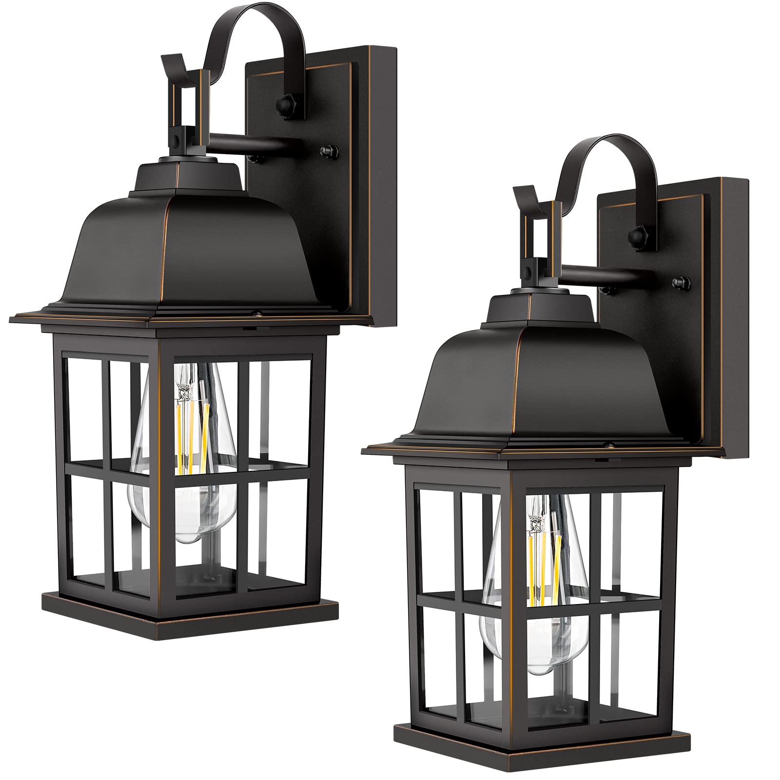 2-Pack Outdoor Light Fixtures Wall Mount, 100% Aluminium Waterproof Exterior Wall Lantern, Anti-Rust Outside Black Wall Sconce Porch Lights for House Garage, Doorway, Bulbs Not Included