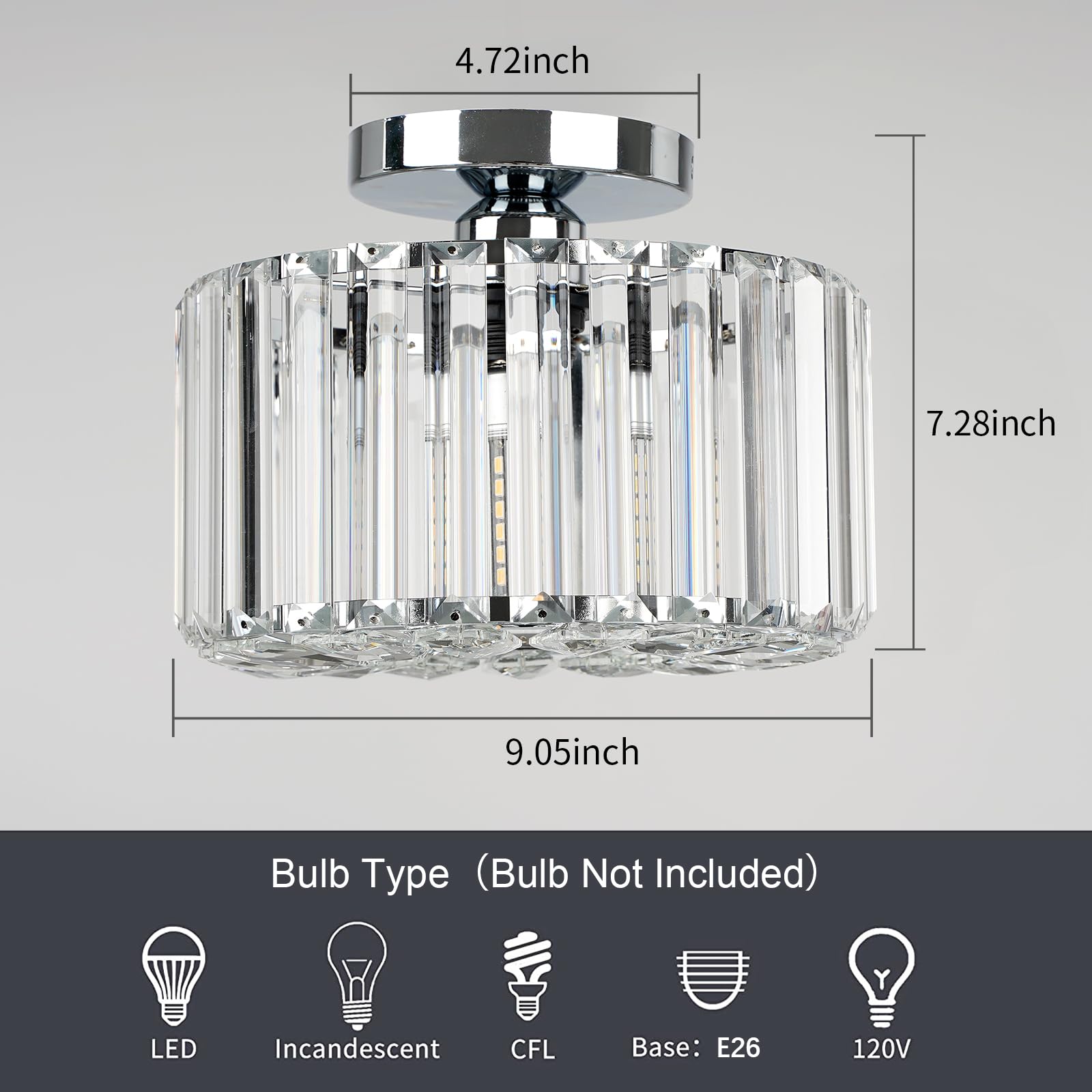 Semi Flush Mount Ceiling Light - Crystal Chandelier Modern Ceiling Light Fixture Hallway Light Fixtures Ceiling Gold Flush Mount Ceiling Light for Porch Kitchen Bedroom Living Room Entryway